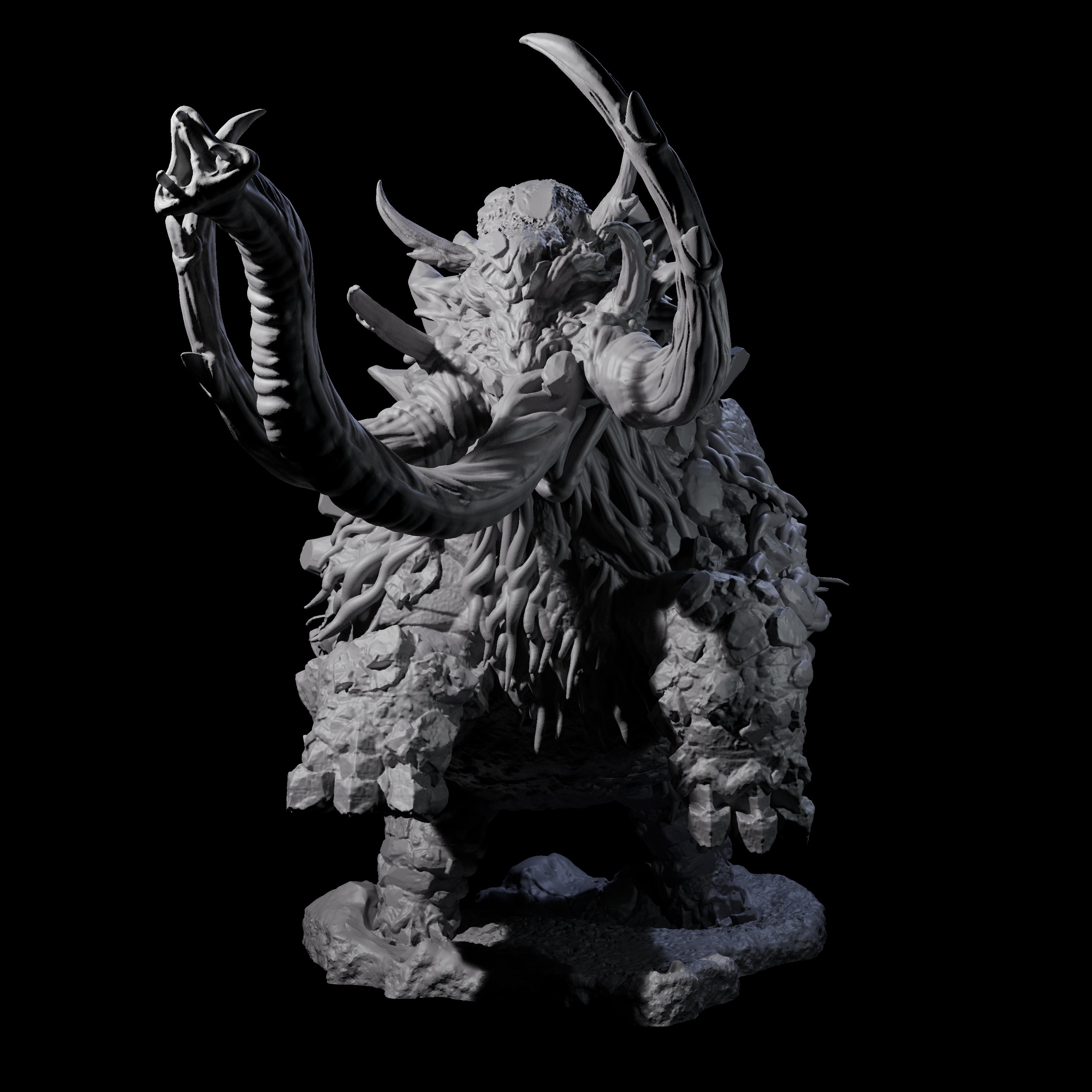 Rearing Stone Wooly Mammoth Miniature for Dungeons and Dragons, Pathfinder or other TTRPGs