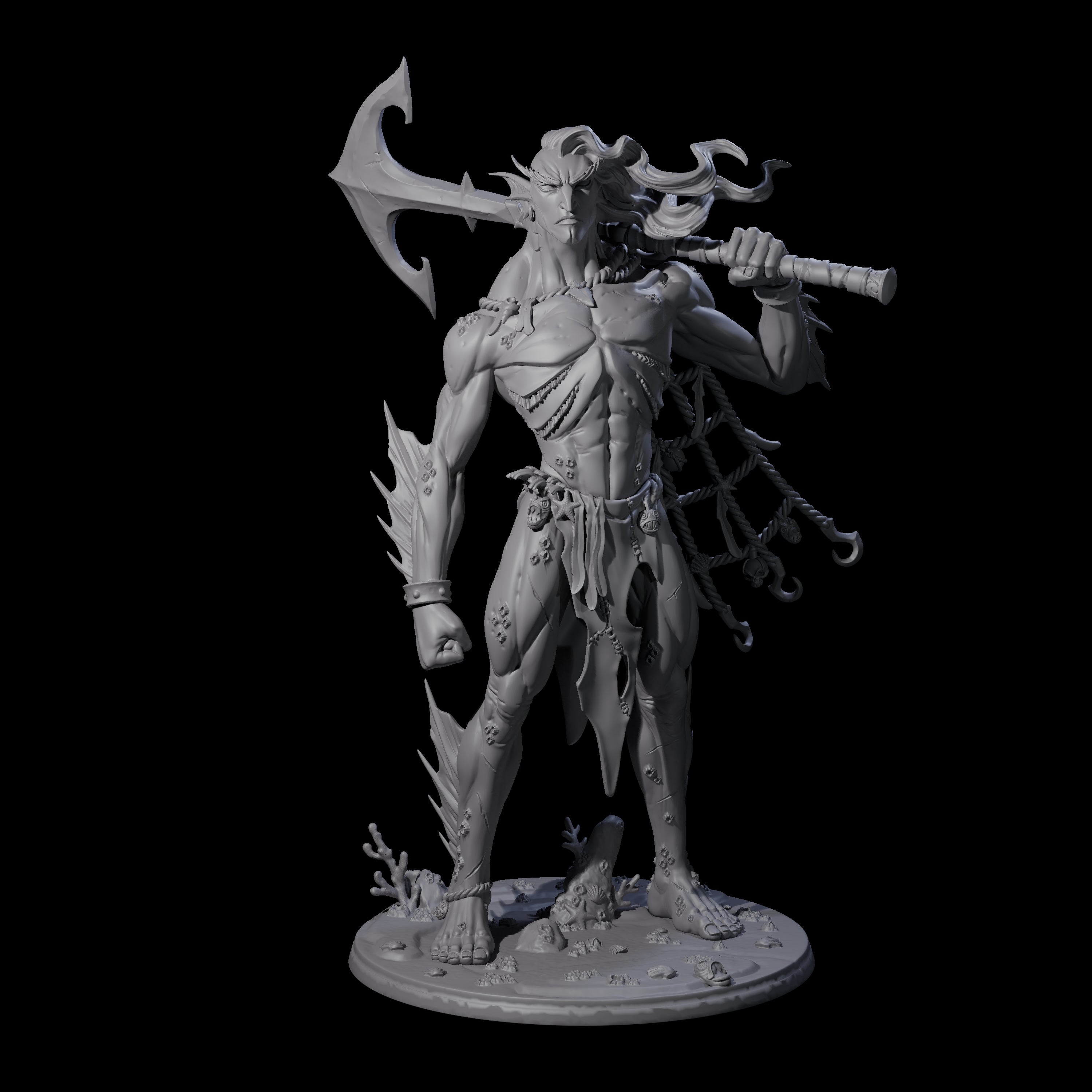 Regal Merfolk King Miniature for Dungeons and Dragons, Pathfinder or other TTRPGs