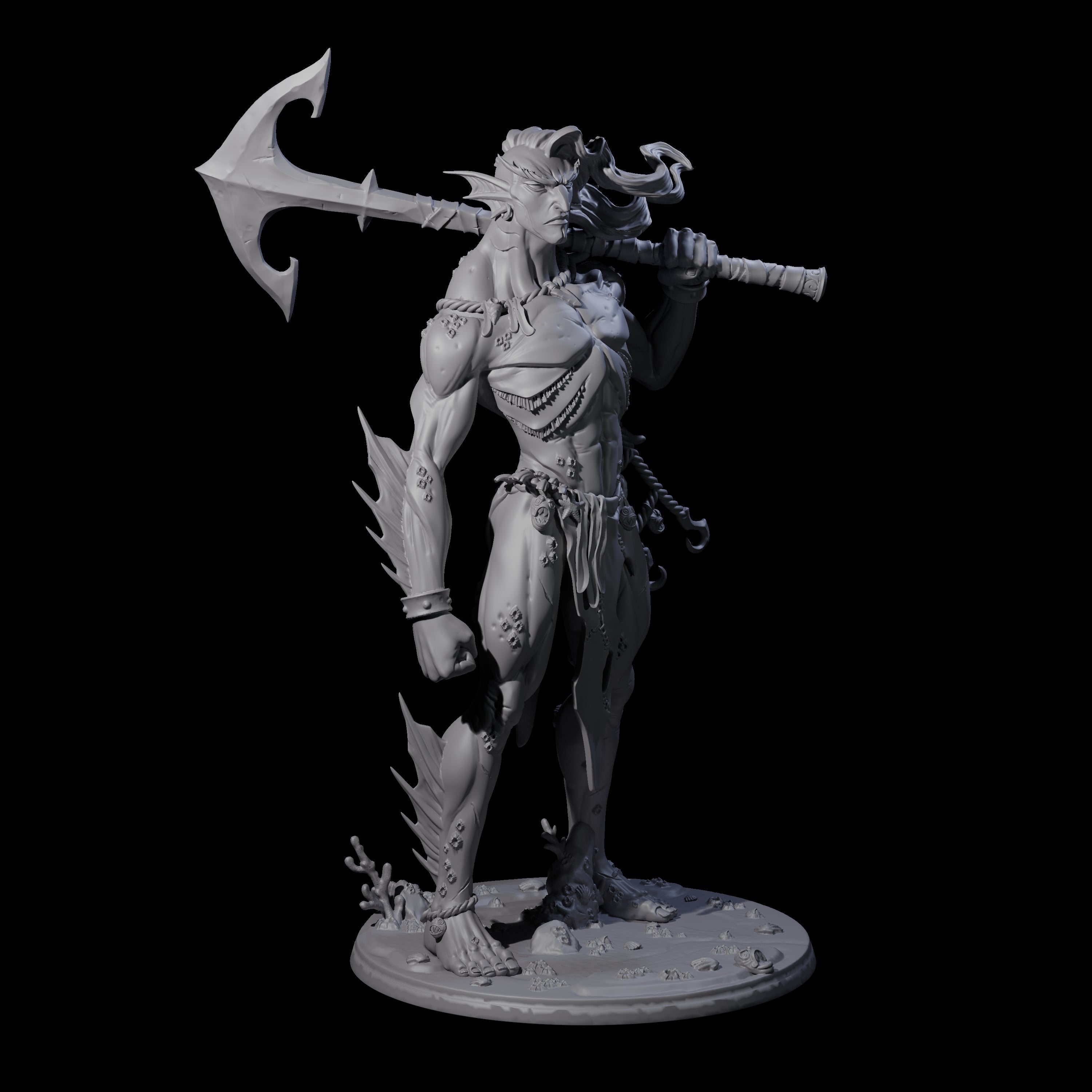 Regal Merfolk King Miniature for Dungeons and Dragons, Pathfinder or other TTRPGs