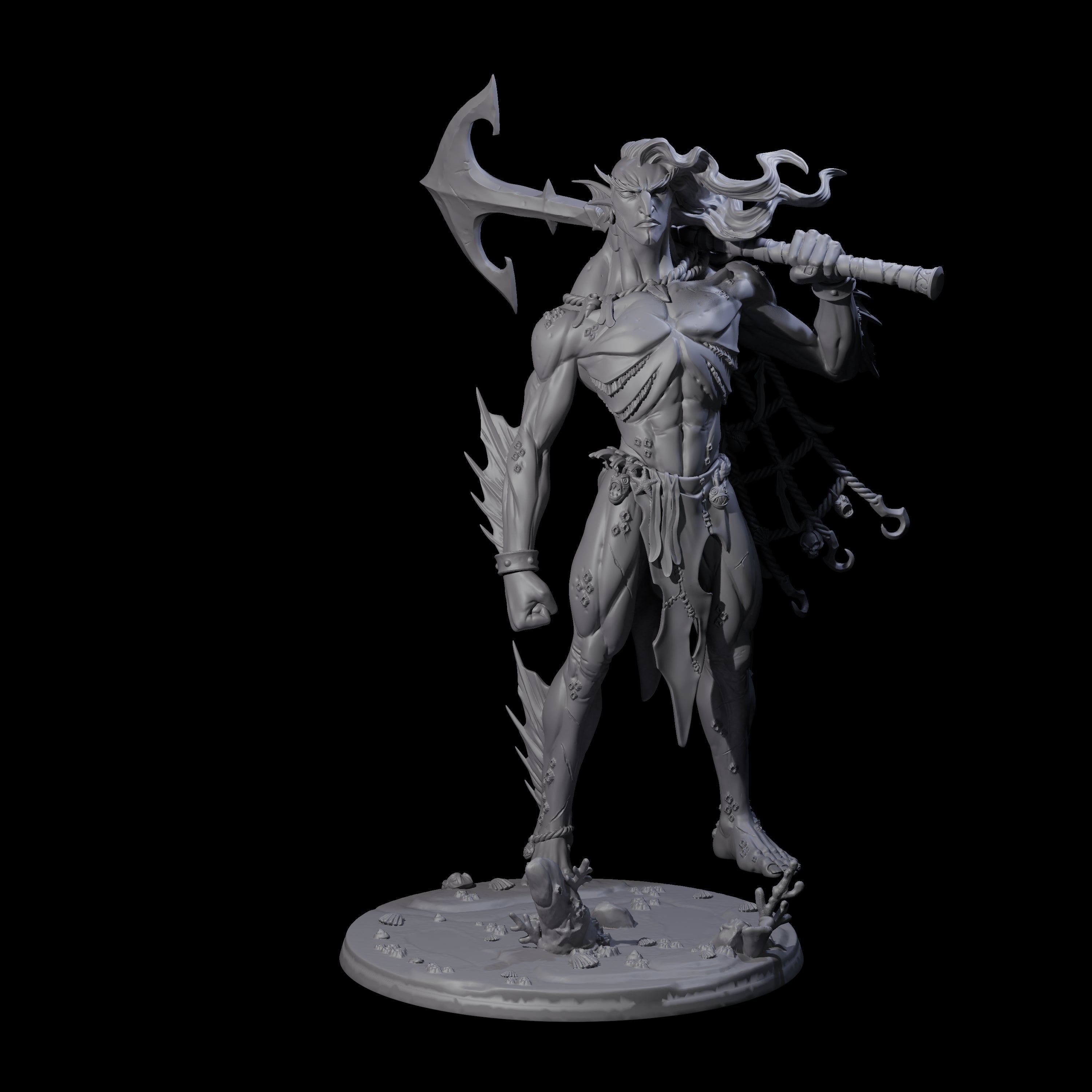 Regal Merfolk King Miniature for Dungeons and Dragons, Pathfinder or other TTRPGs