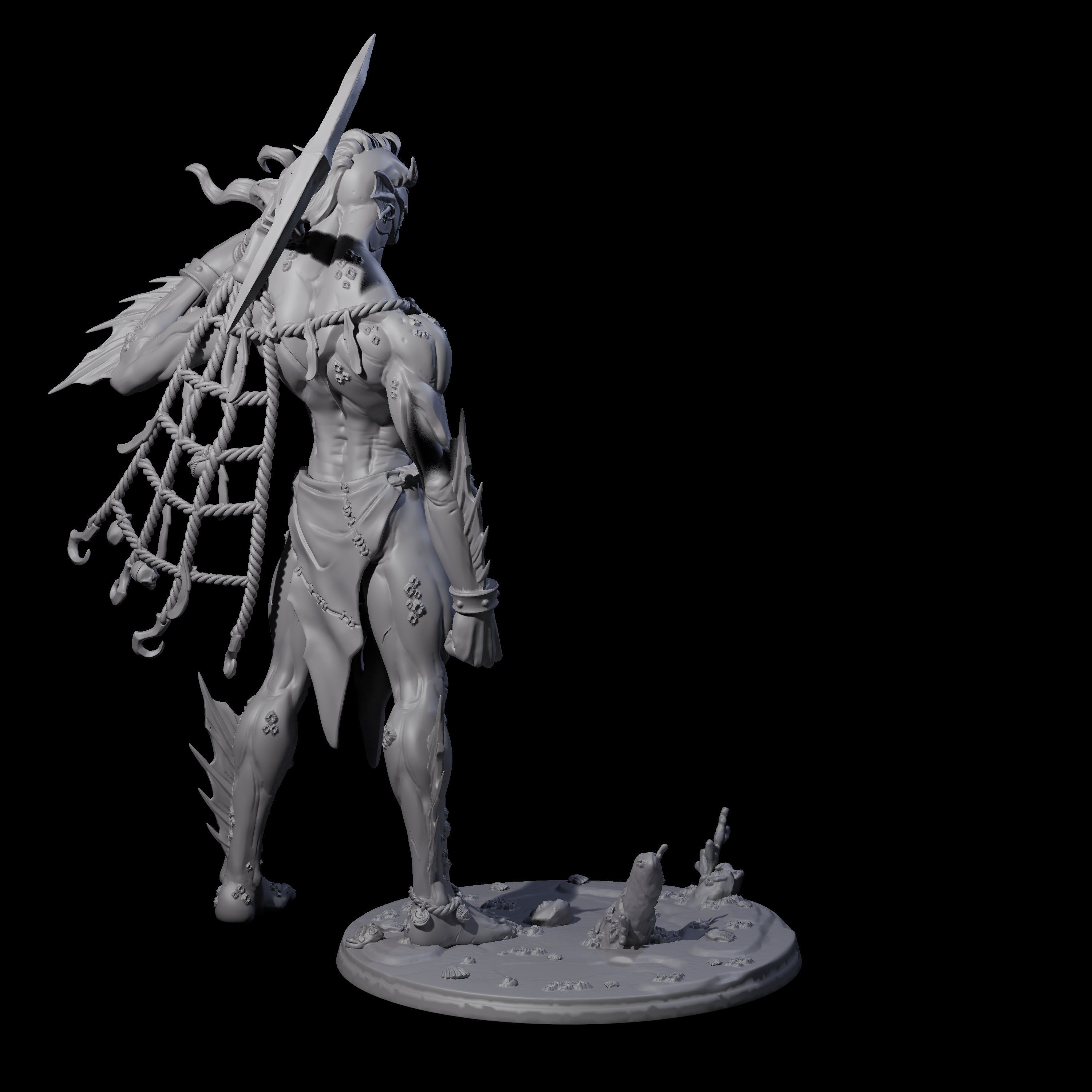 Regal Merfolk King Miniature for Dungeons and Dragons, Pathfinder or other TTRPGs