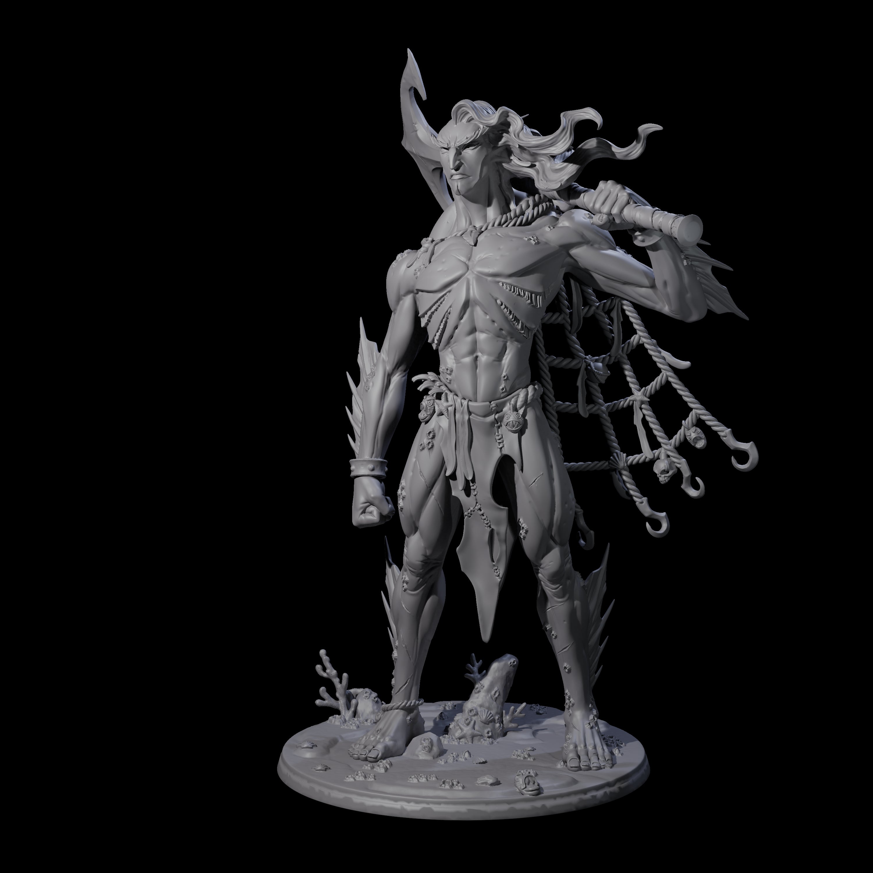 Regal Merfolk King Miniature for Dungeons and Dragons, Pathfinder or other TTRPGs