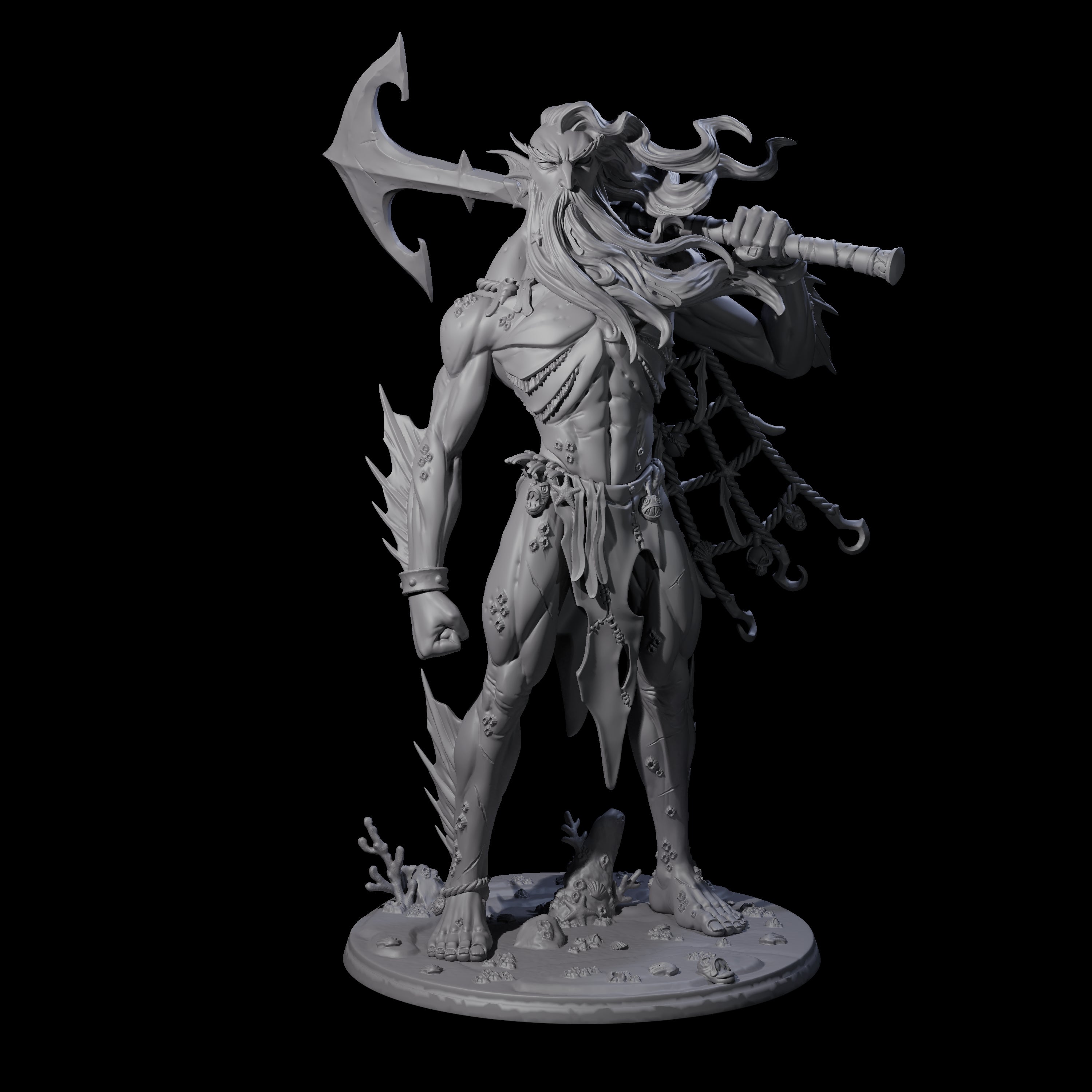 Regal Merfolk King Miniature for Dungeons and Dragons, Pathfinder or other TTRPGs