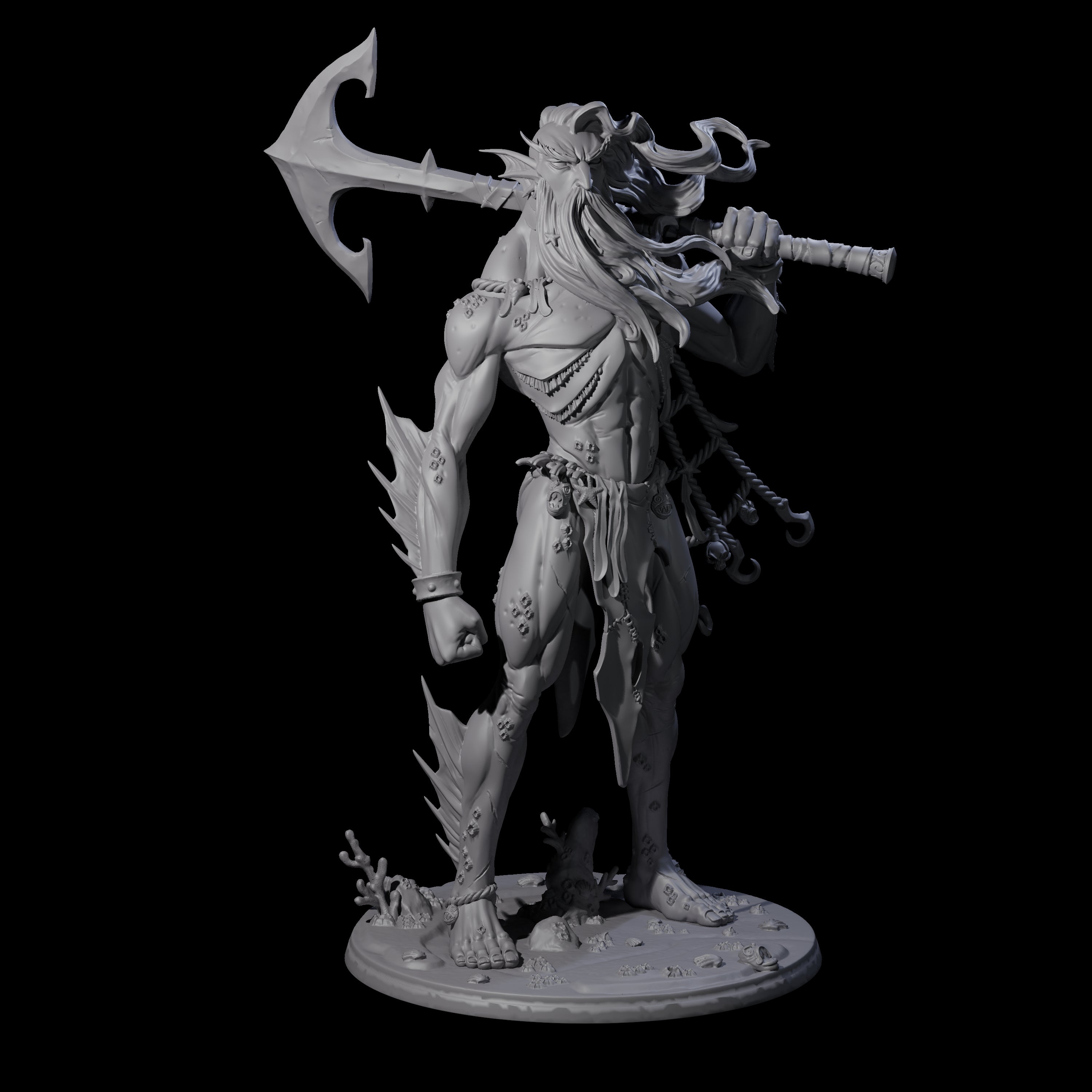 Regal Merfolk King Miniature for Dungeons and Dragons, Pathfinder or other TTRPGs