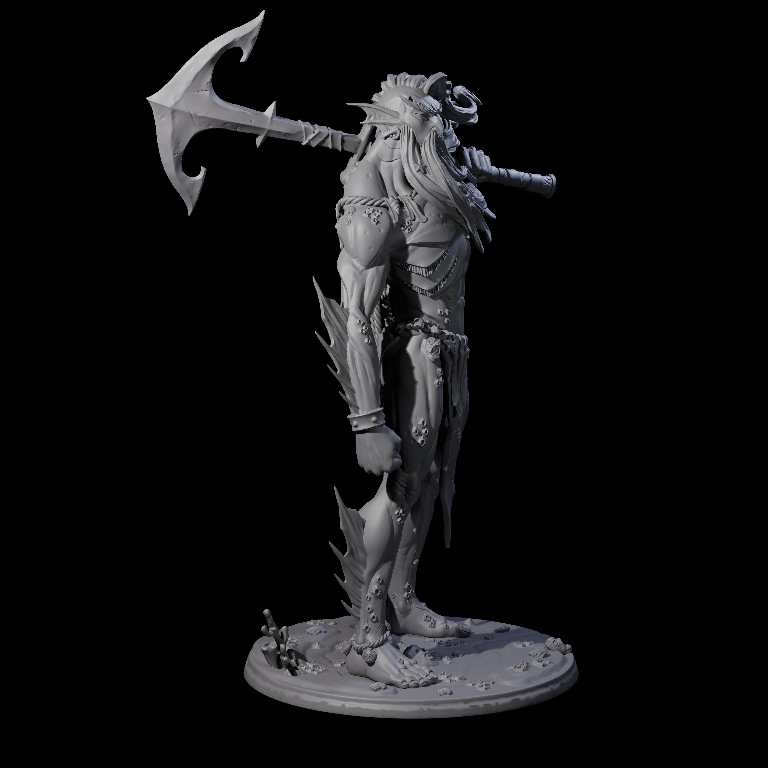 Regal Merfolk King Miniature for Dungeons and Dragons, Pathfinder or other TTRPGs