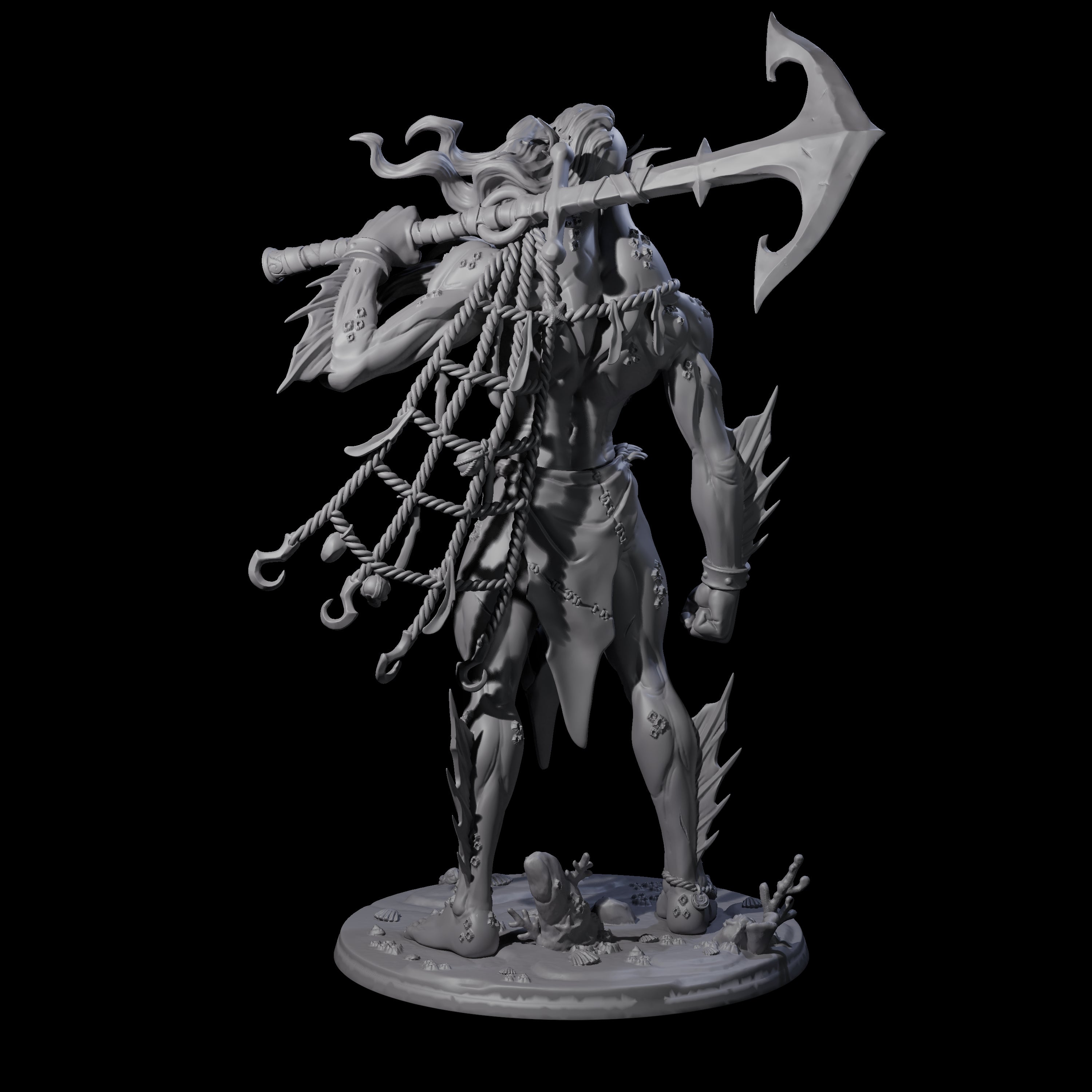 Regal Merfolk King Miniature for Dungeons and Dragons, Pathfinder or other TTRPGs