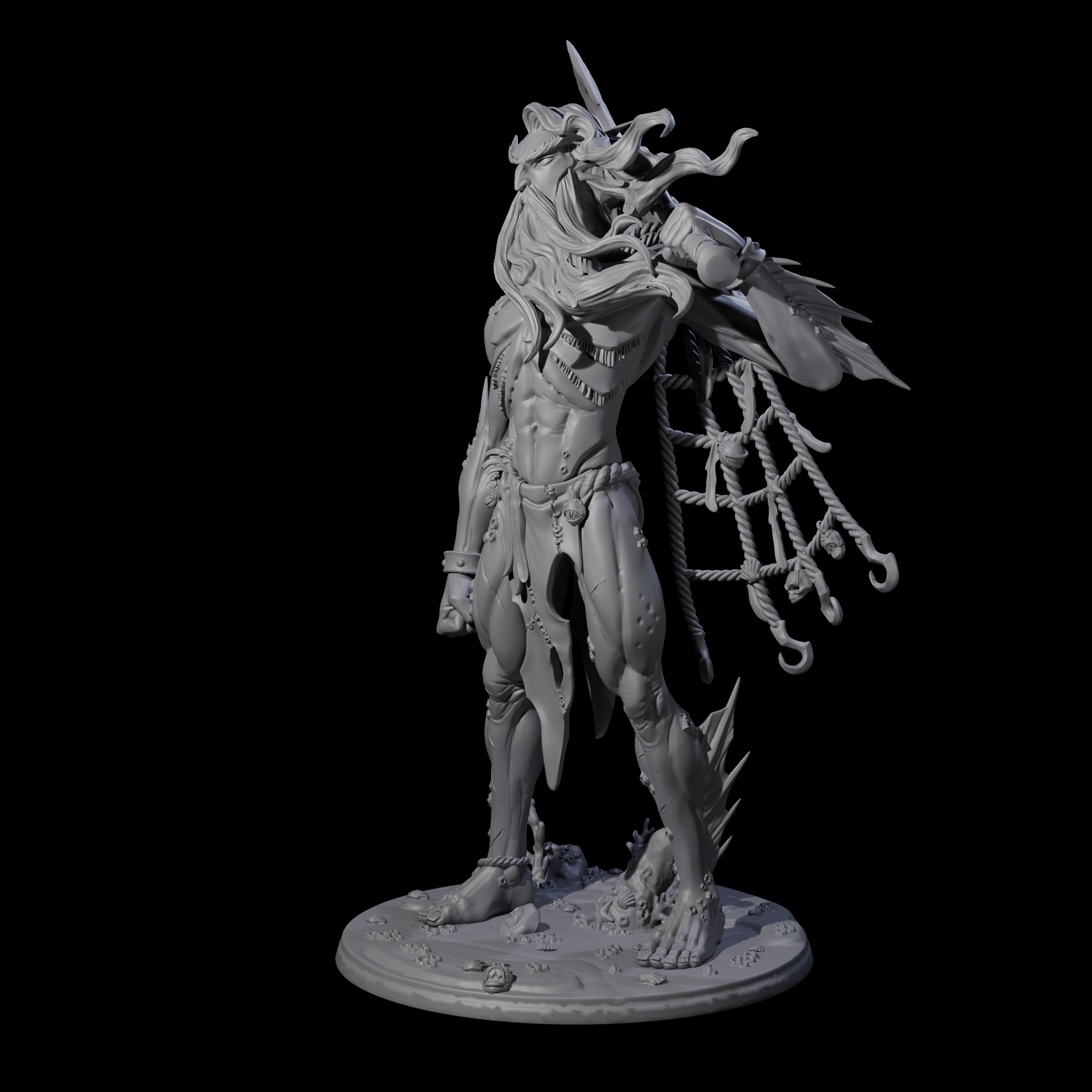 Regal Merfolk King Miniature for Dungeons and Dragons, Pathfinder or other TTRPGs