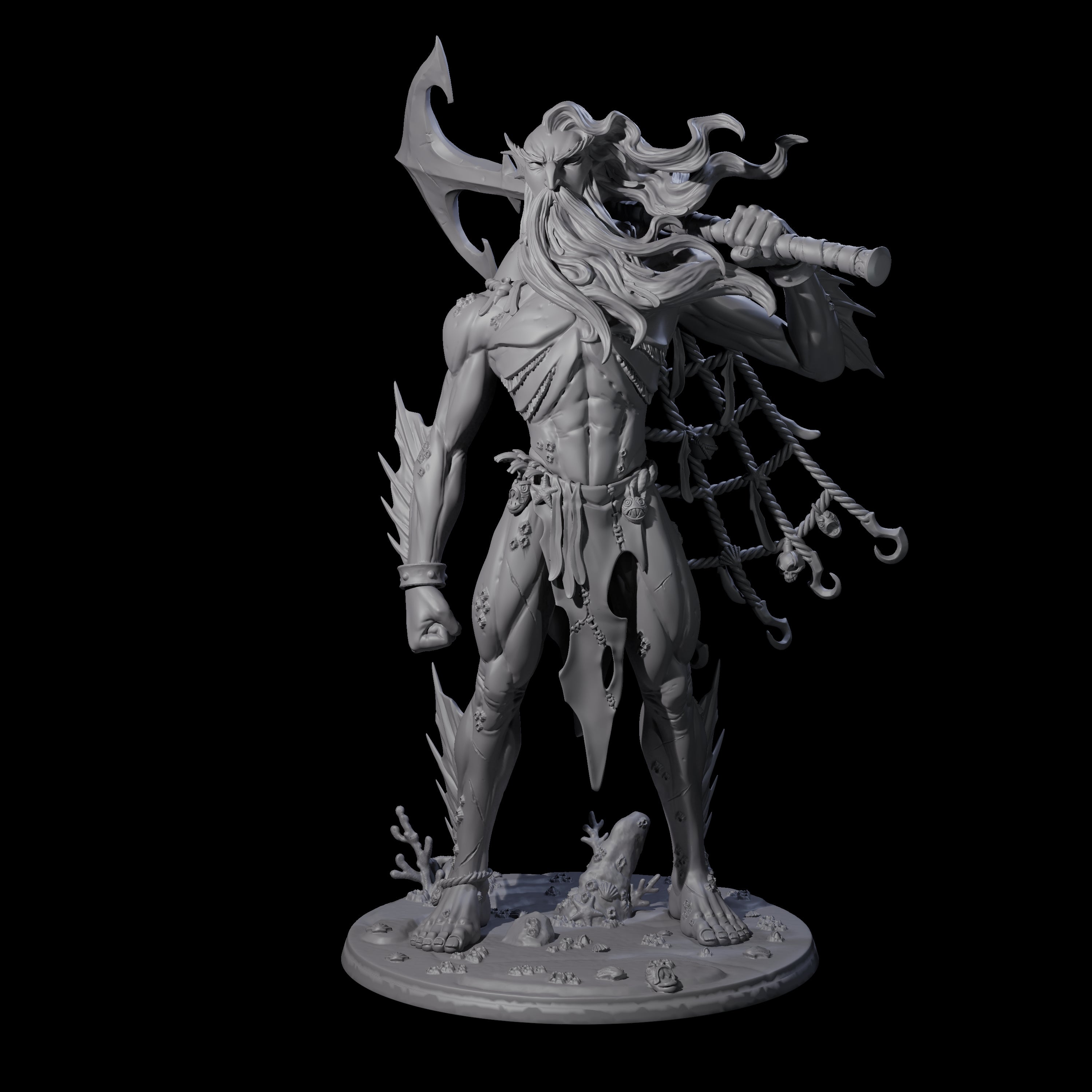 Regal Merfolk King Miniature for Dungeons and Dragons, Pathfinder or other TTRPGs