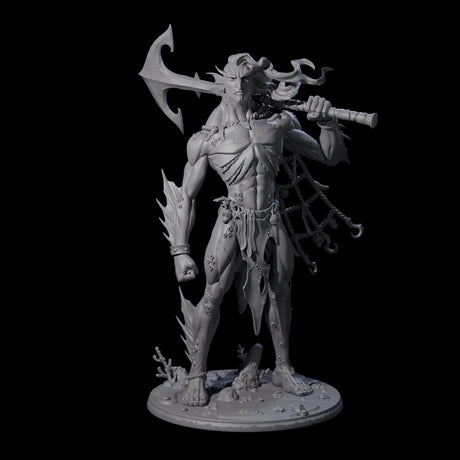 Regal Merfolk King Miniature for Dungeons and Dragons, Pathfinder or other TTRPGs