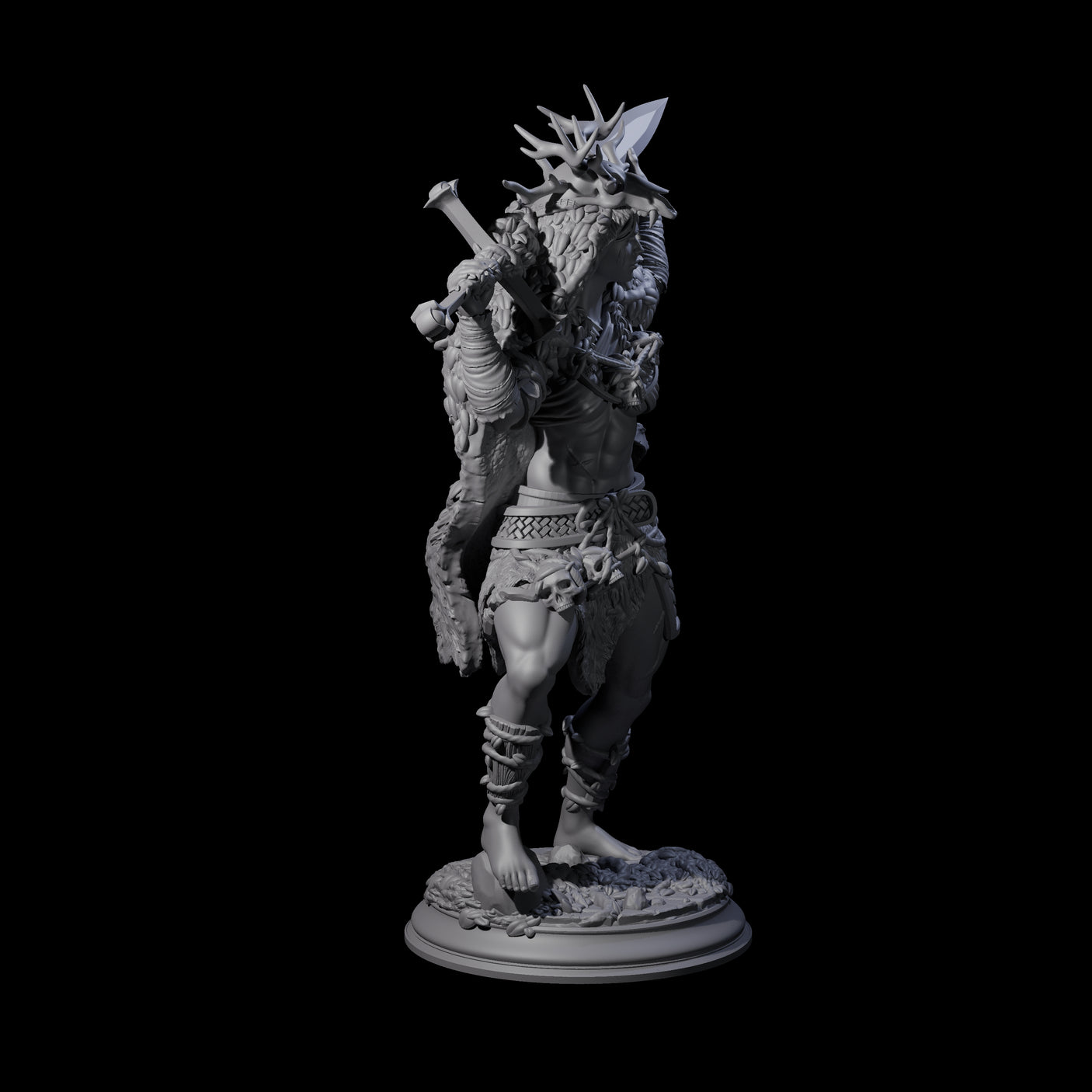 Relaxed Woodland Druid Miniature for Dungeons and Dragons, Pathfinder or other TTRPGs