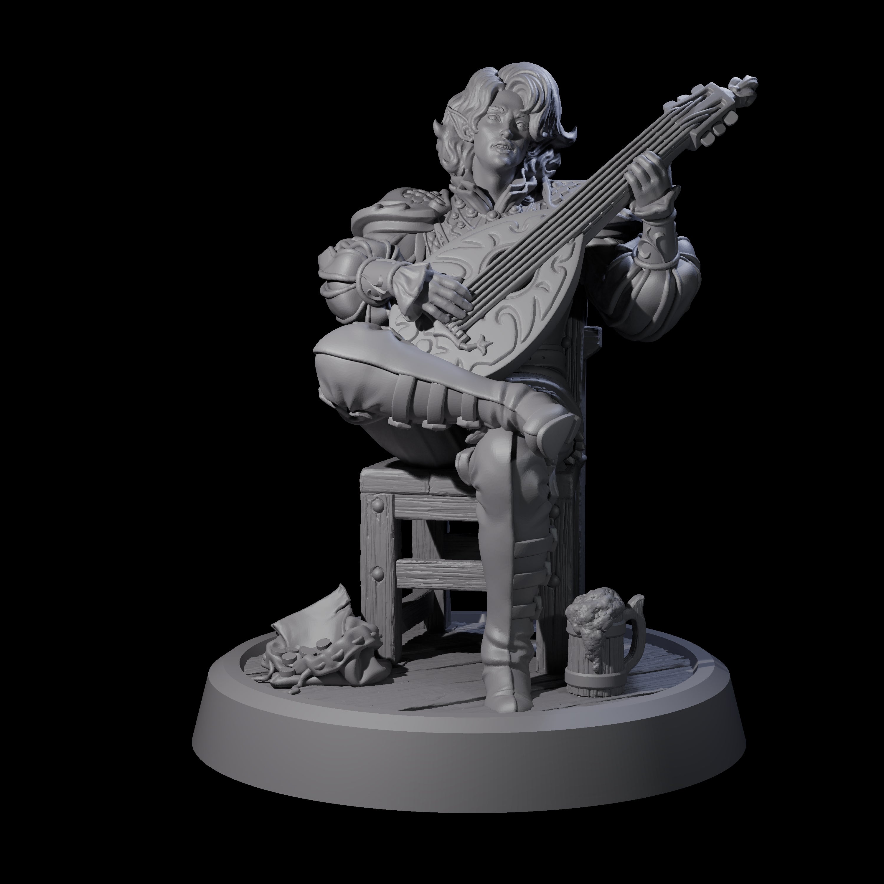 Relaxing Elf Bard Miniature for Dungeons and Dragons, Pathfinder or other TTRPGs