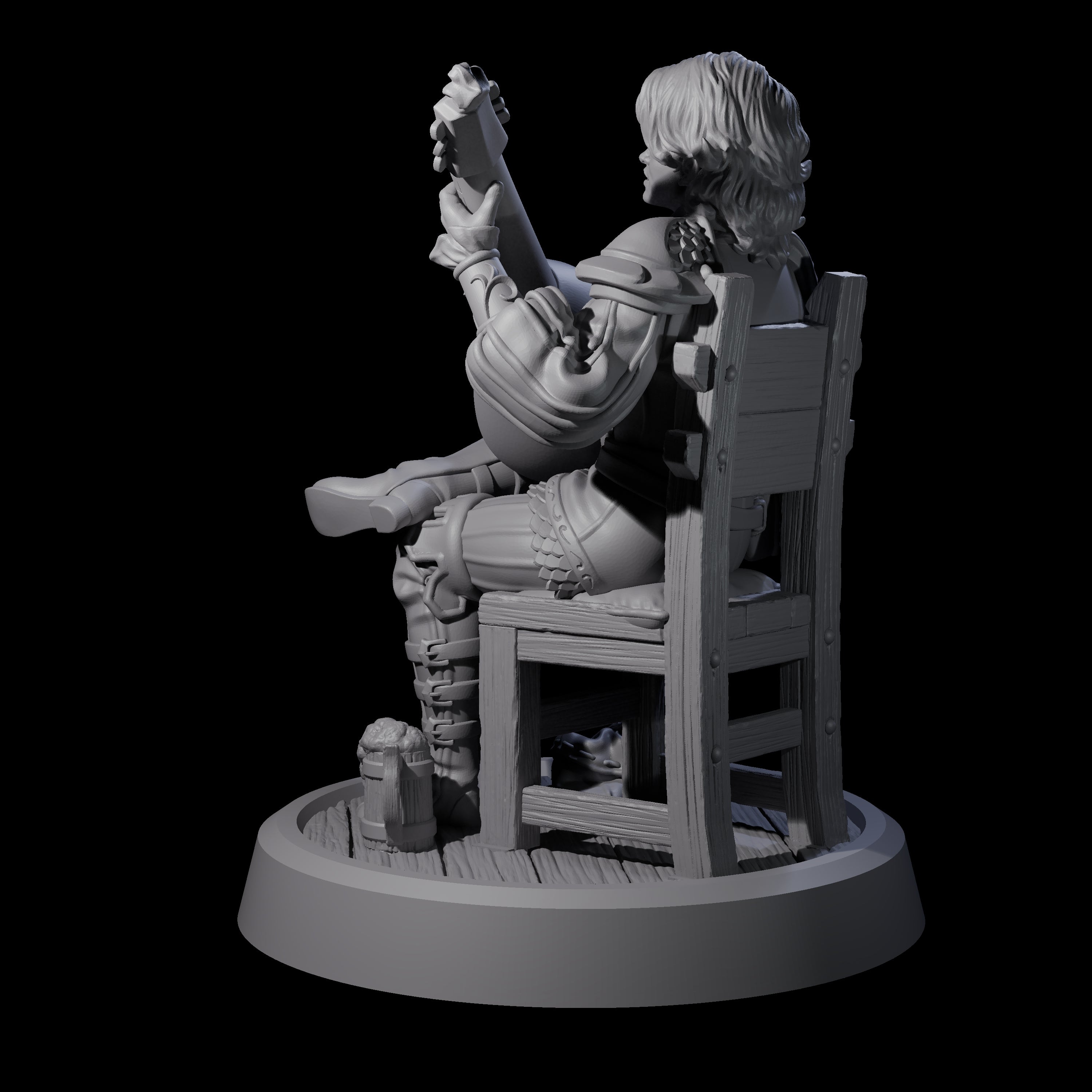 Relaxing Elf Bard Miniature for Dungeons and Dragons, Pathfinder or other TTRPGs