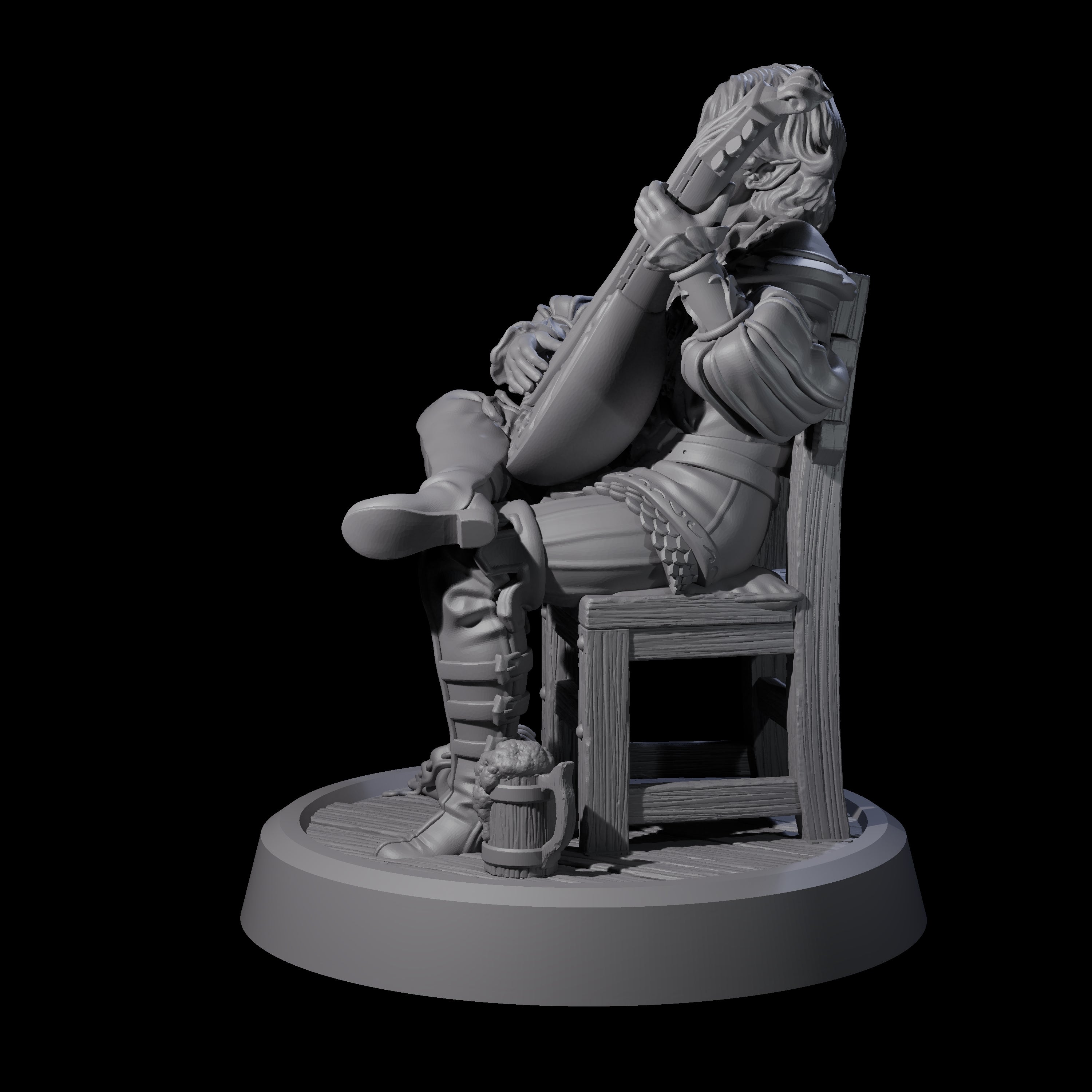Relaxing Elf Bard Miniature for Dungeons and Dragons, Pathfinder or other TTRPGs