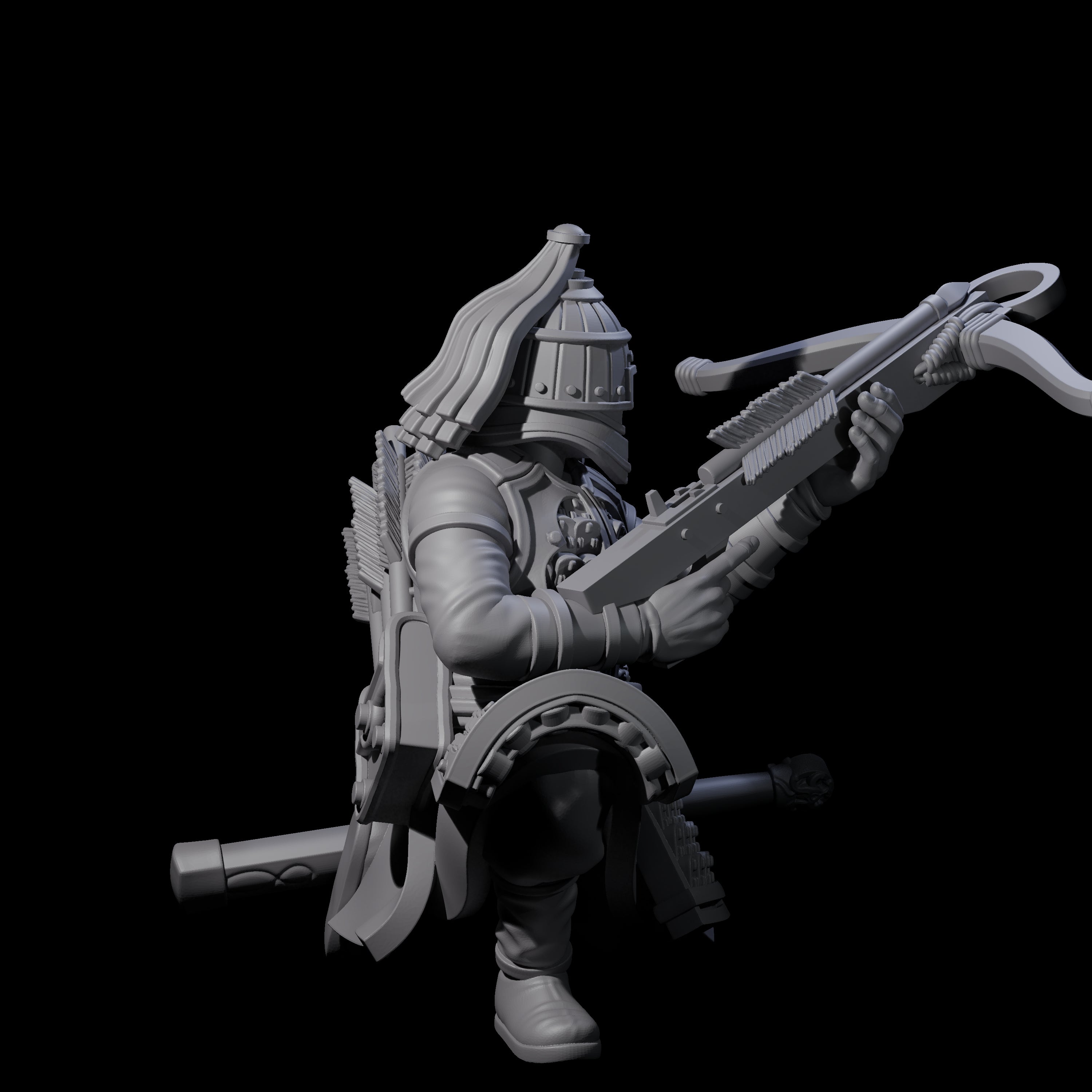 Reloading Human Crossbowman C Miniature for Dungeons and Dragons, Pathfinder or other TTRPGs