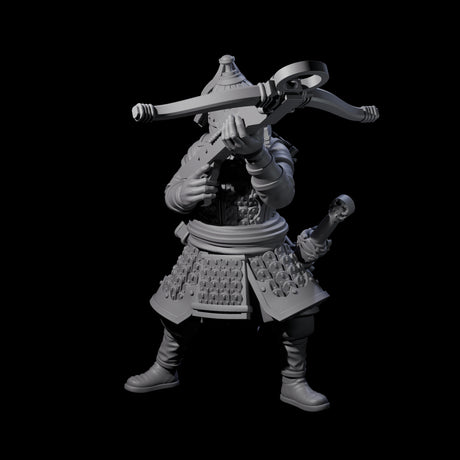 Reloading Human Crossbowman D Miniature for Dungeons and Dragons, Pathfinder or other TTRPGs