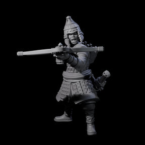 Reloading Human Crossbowman E Miniature for Dungeons and Dragons, Pathfinder or other TTRPGs