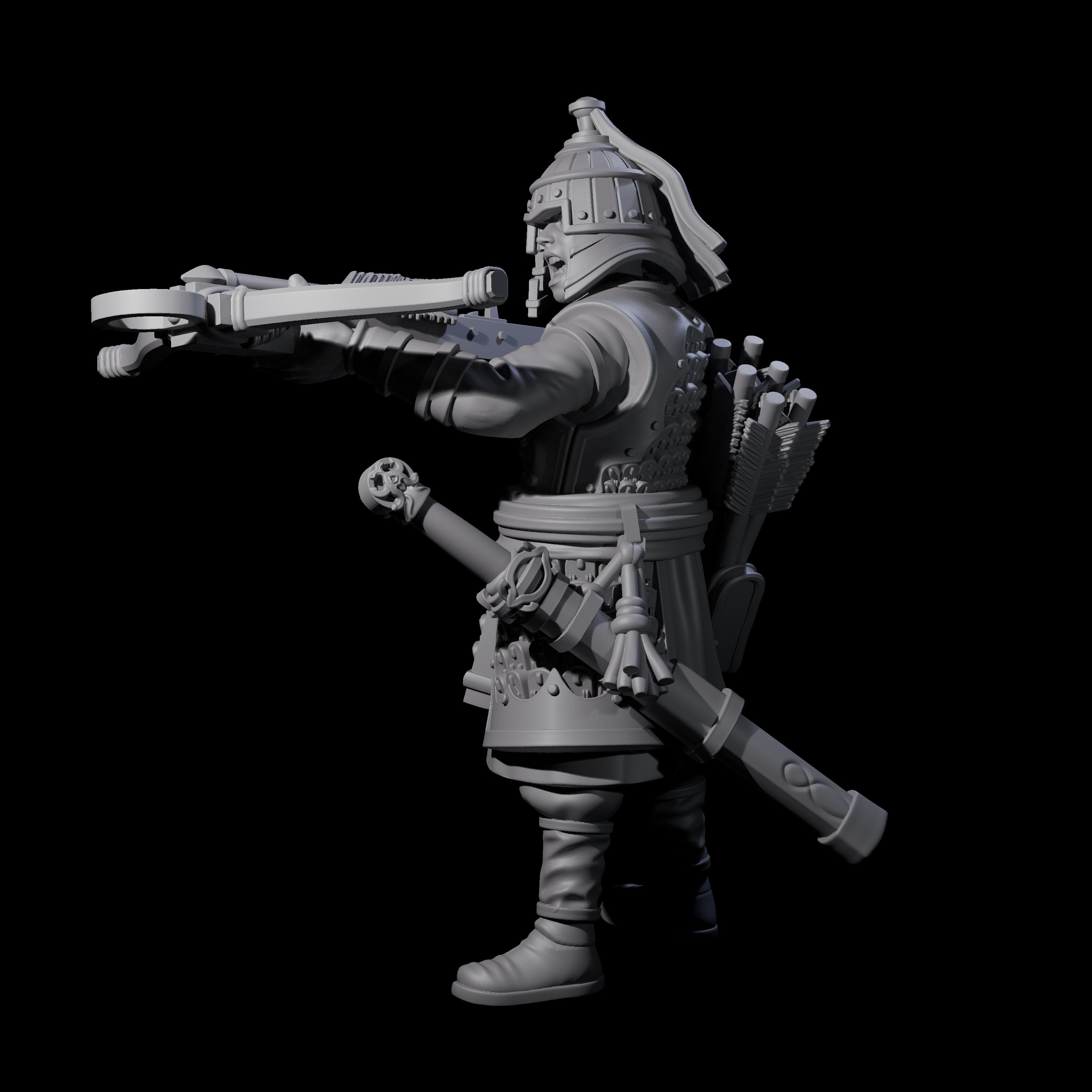 Reloading Human Crossbowman F Miniature for Dungeons and Dragons, Pathfinder or other TTRPGs