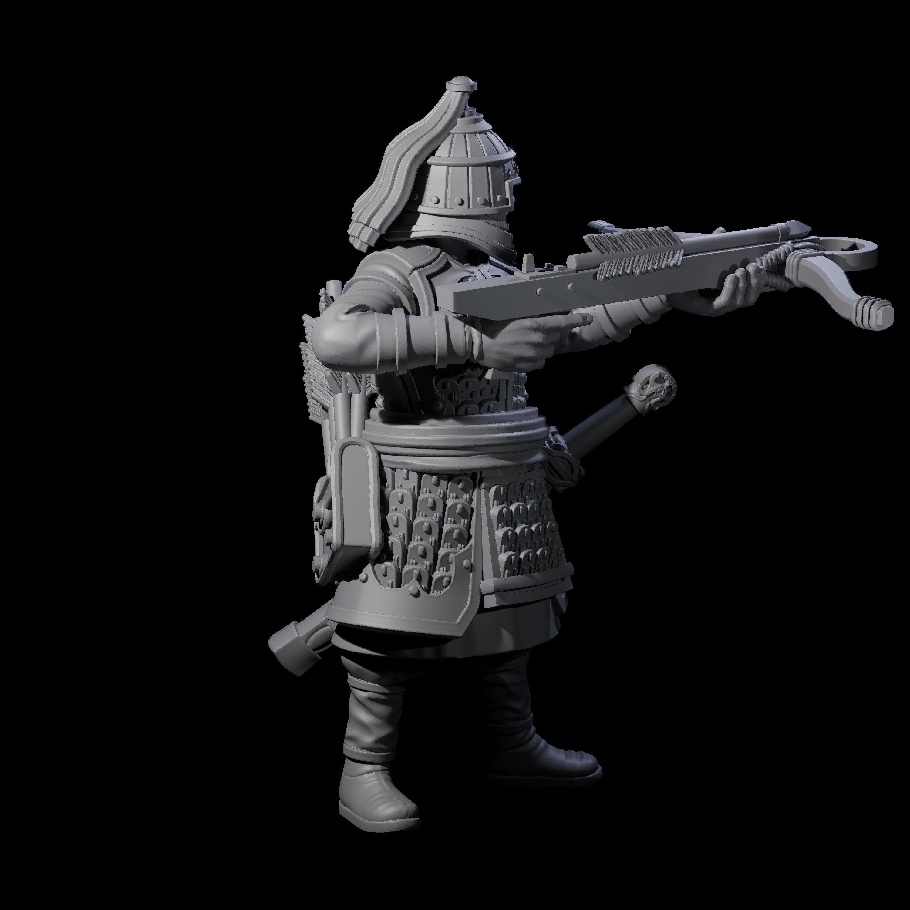 Reloading Human Crossbowman F Miniature for Dungeons and Dragons, Pathfinder or other TTRPGs