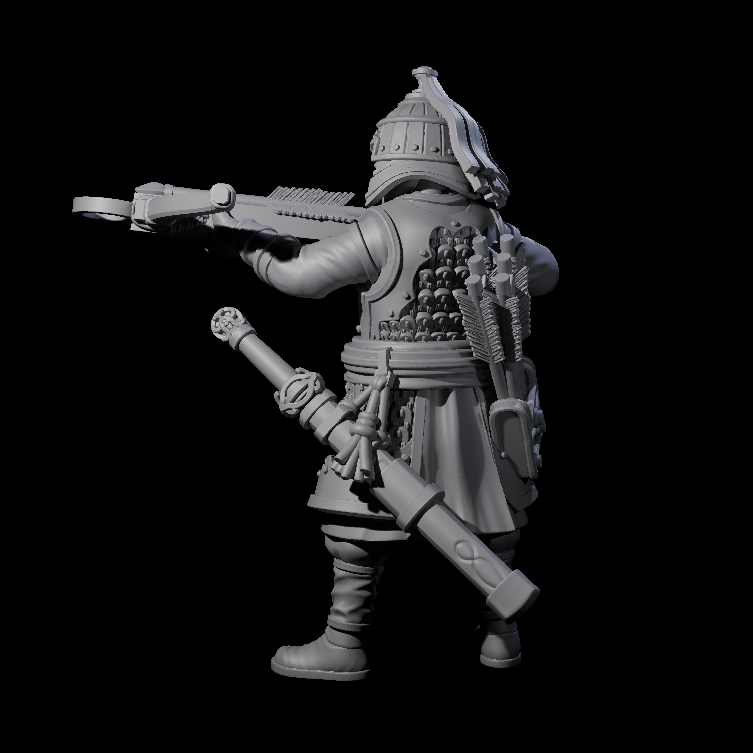 Reloading Human Crossbowman F Miniature for Dungeons and Dragons, Pathfinder or other TTRPGs