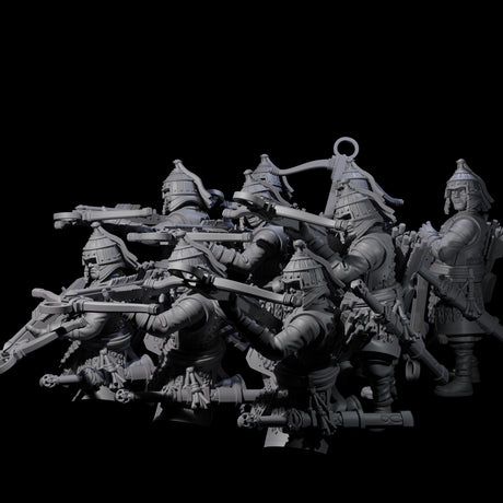 Reloading Human Crossbowmen Miniature for Dungeons and Dragons, Pathfinder or other TTRPGs