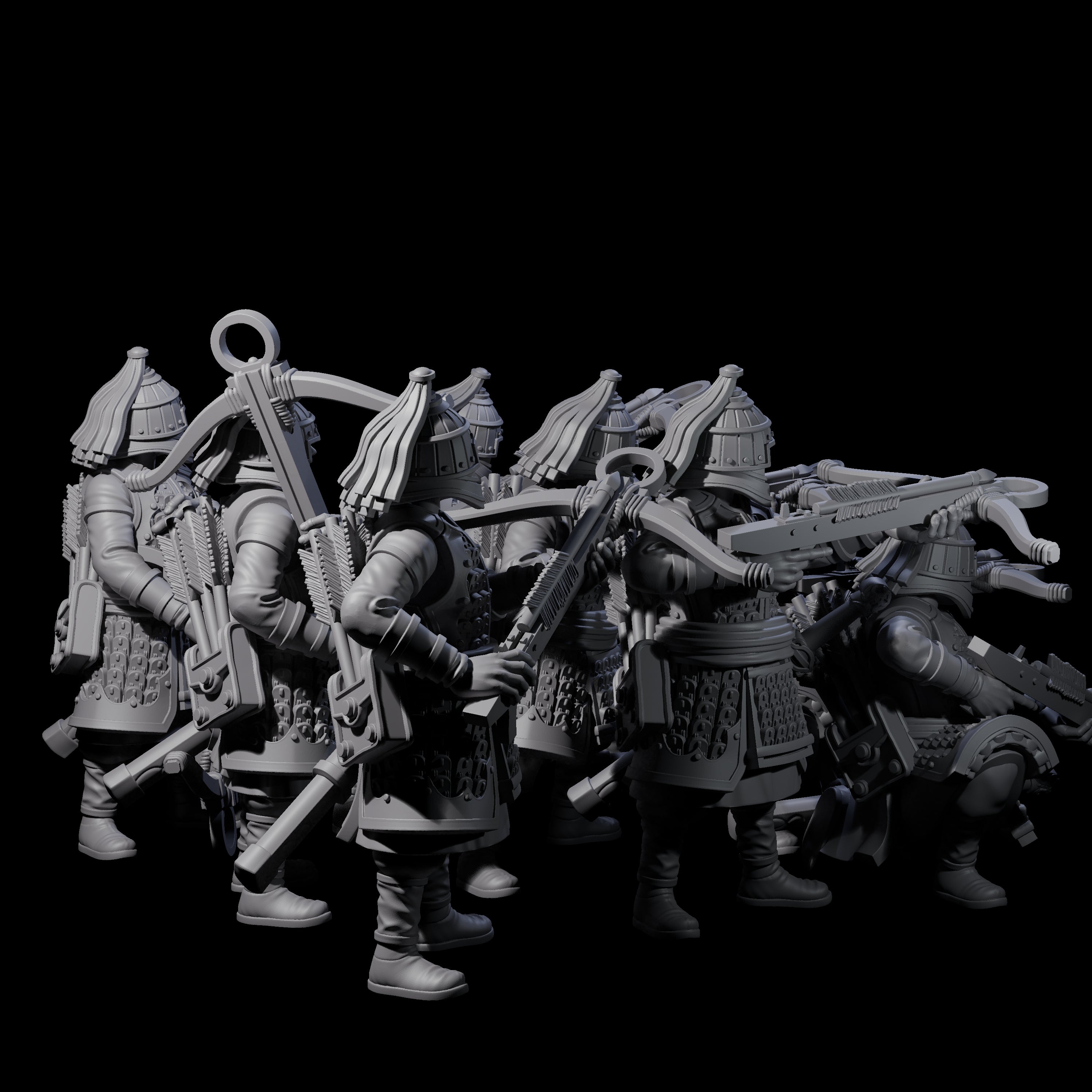 Reloading Human Crossbowmen Miniature for Dungeons and Dragons, Pathfinder or other TTRPGs