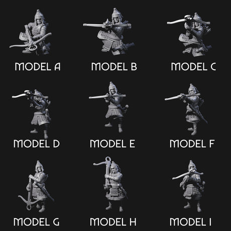 Reloading Human Crossbowmen Miniature for Dungeons and Dragons, Pathfinder or other TTRPGs