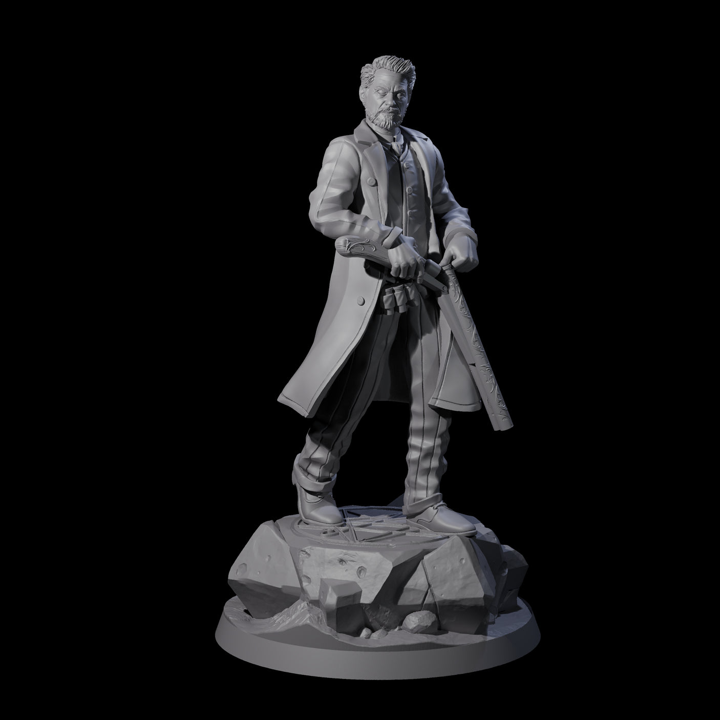 Reloading Human Frontiersman Miniature for Dungeons and Dragons, Pathfinder or other TTRPGs