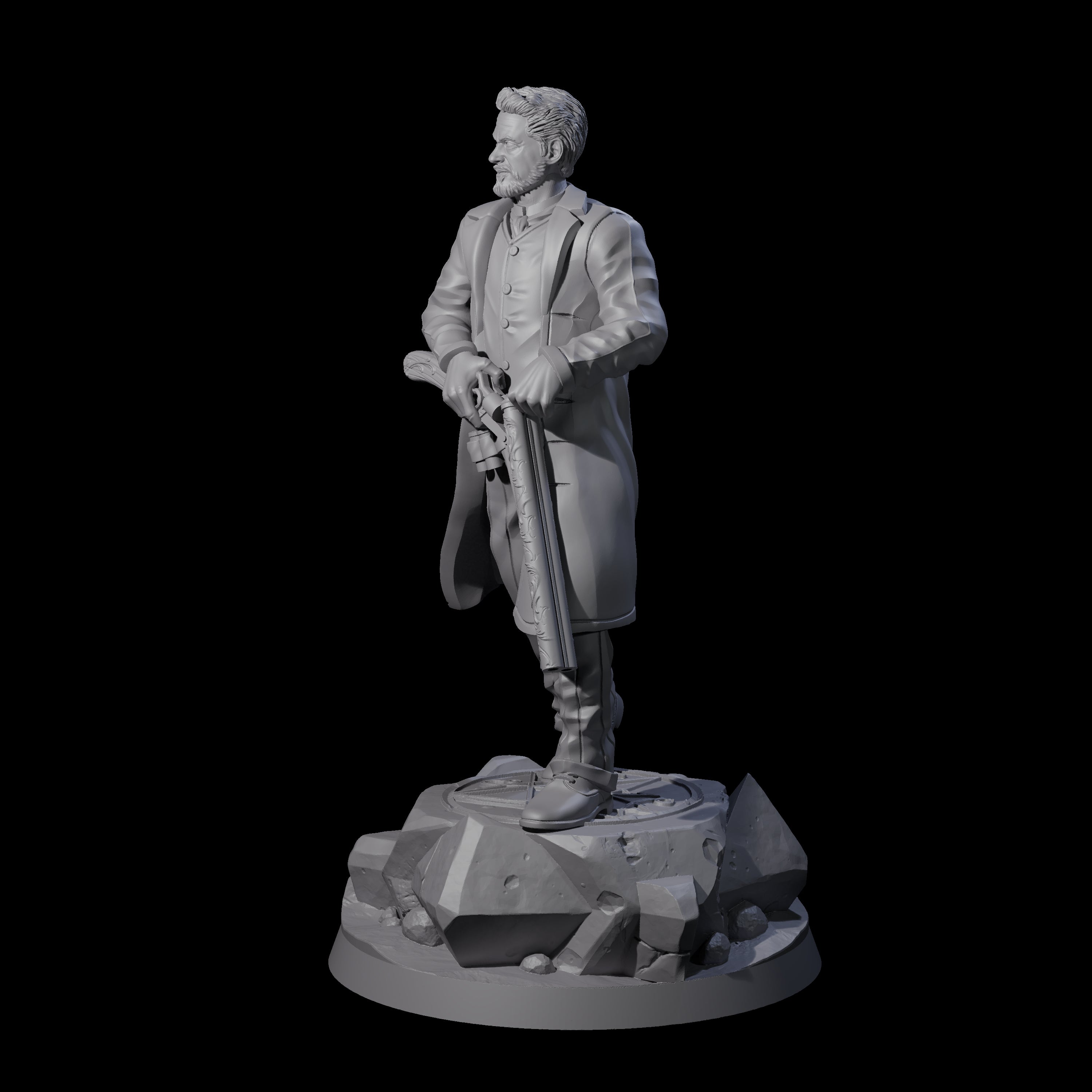 Reloading Human Frontiersman Miniature for Dungeons and Dragons, Pathfinder or other TTRPGs