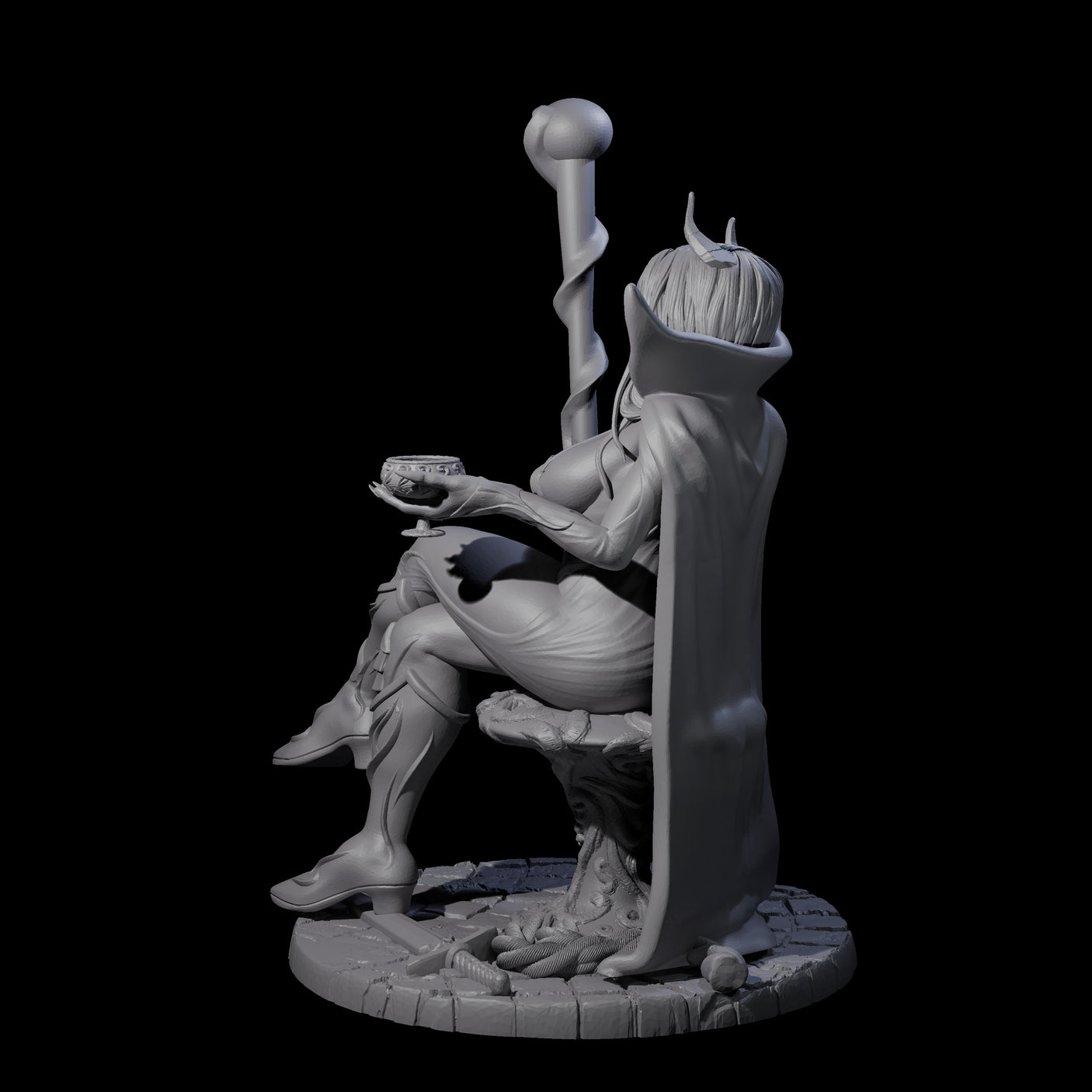 Resting Tiefling Warlock Miniature for Dungeons and Dragons, Pathfinder or other TTRPGs