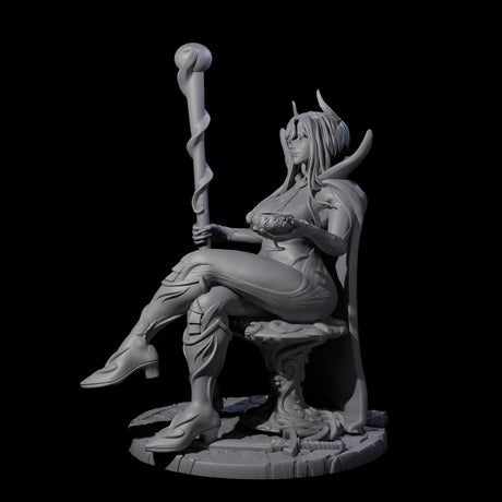 Resting Tiefling Warlock Miniature for Dungeons and Dragons, Pathfinder or other TTRPGs