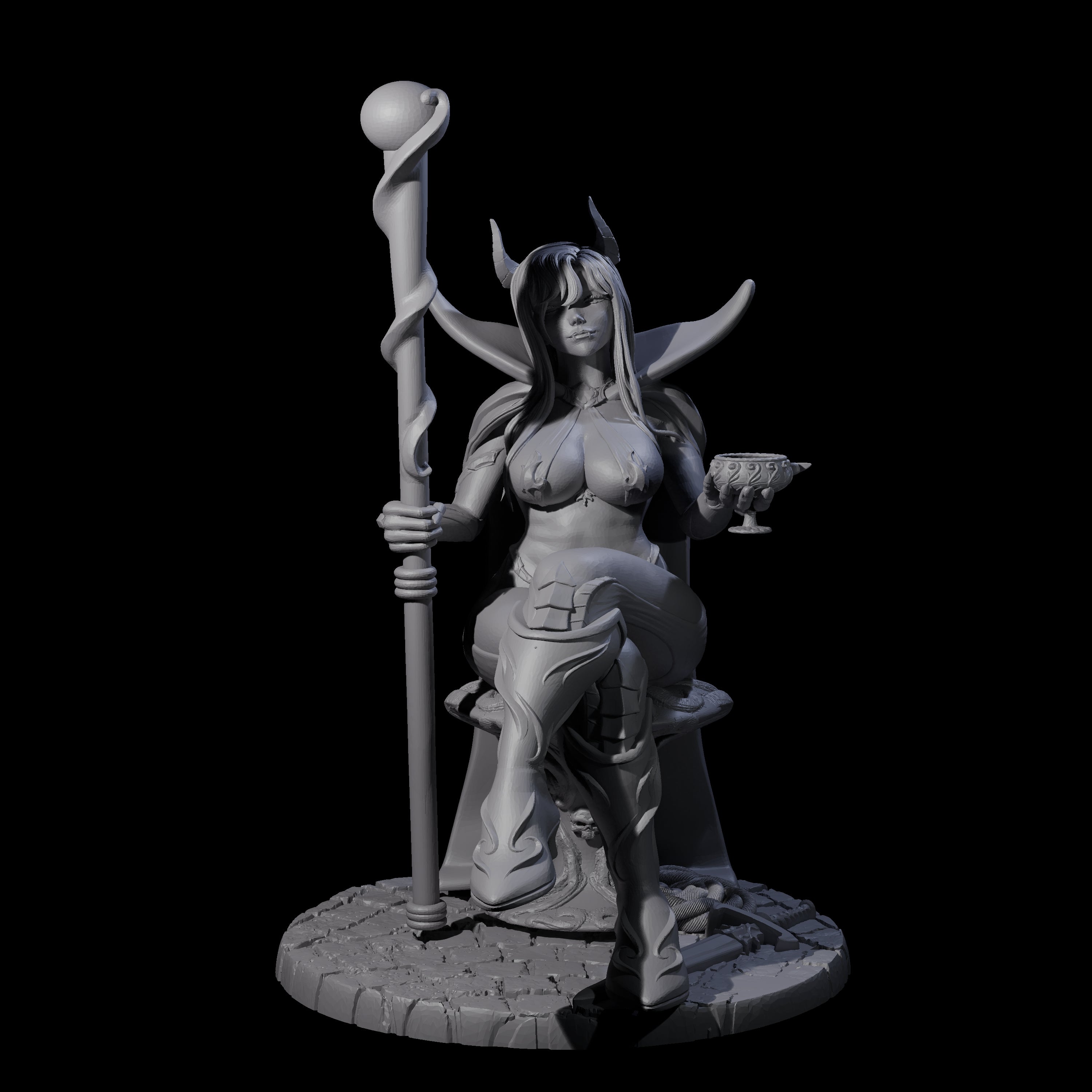 Resting Tiefling Warlock Miniature for Dungeons and Dragons, Pathfinder or other TTRPGs