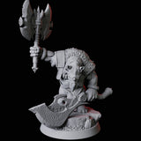 Rhino Folk Axe Master Miniature for Dungeons and Dragons, Pathfinder or other TTRPGs
