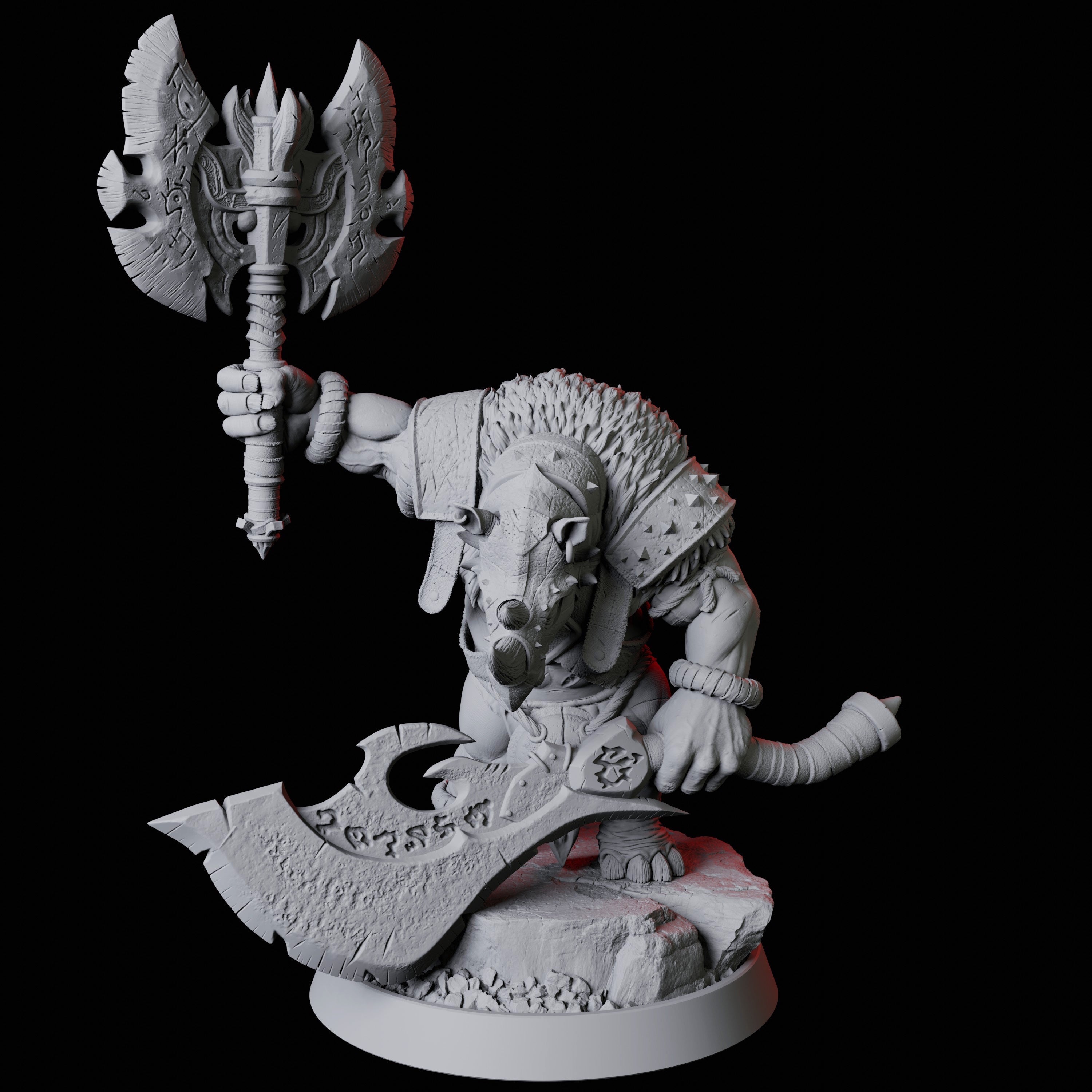 Rhino Folk Axe Master Miniature for Dungeons and Dragons