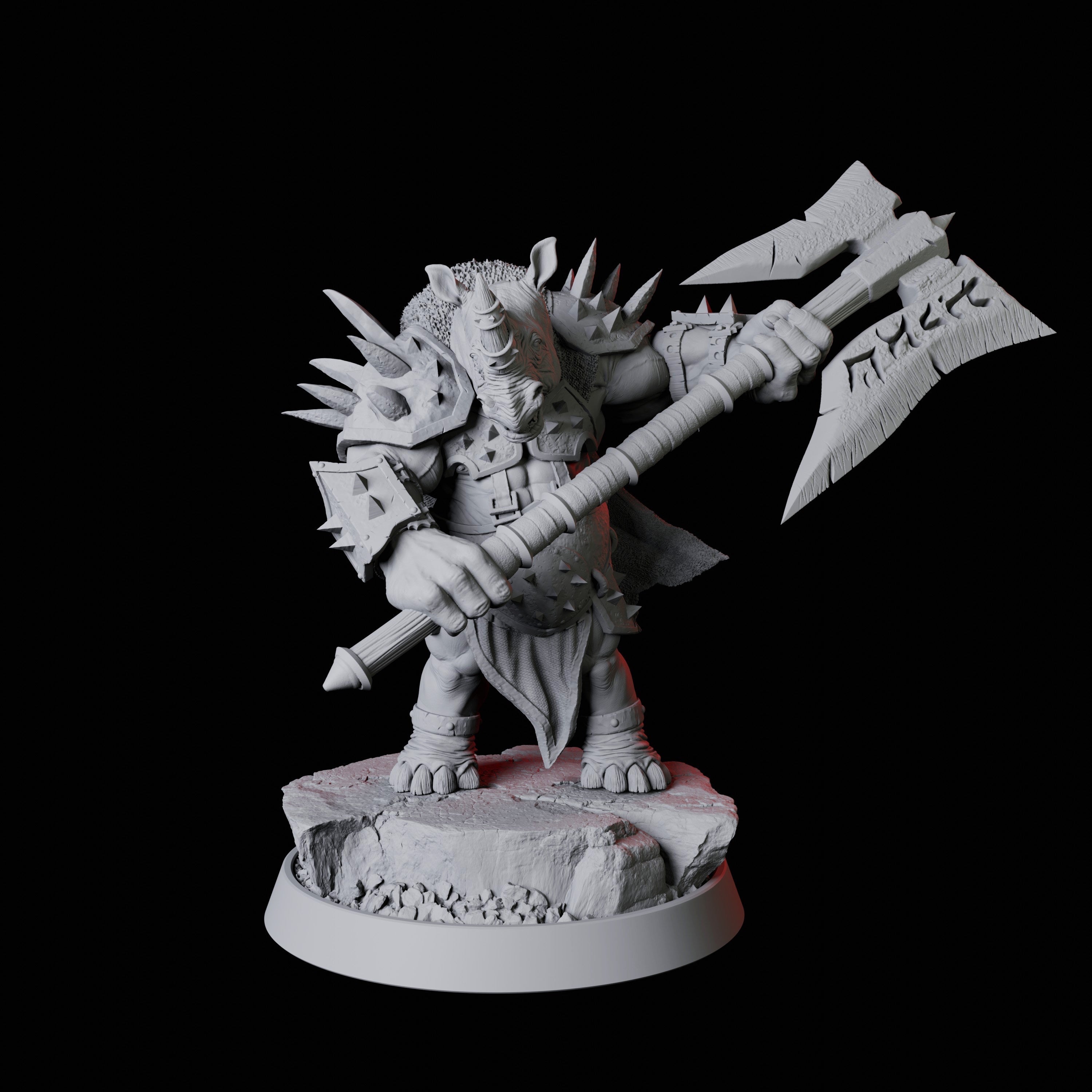 Rhino Folk Battleaxe Master Miniature for Dungeons and Dragons