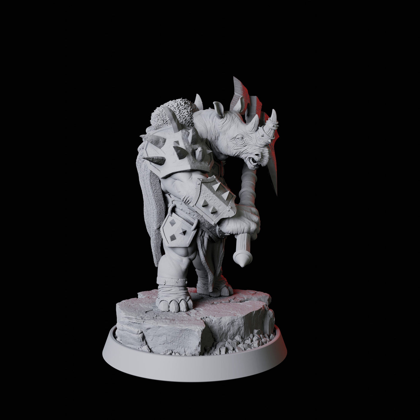 Rhino Folk Battleaxe Master Miniature for Dungeons and Dragons, Pathfinder or other TTRPGs
