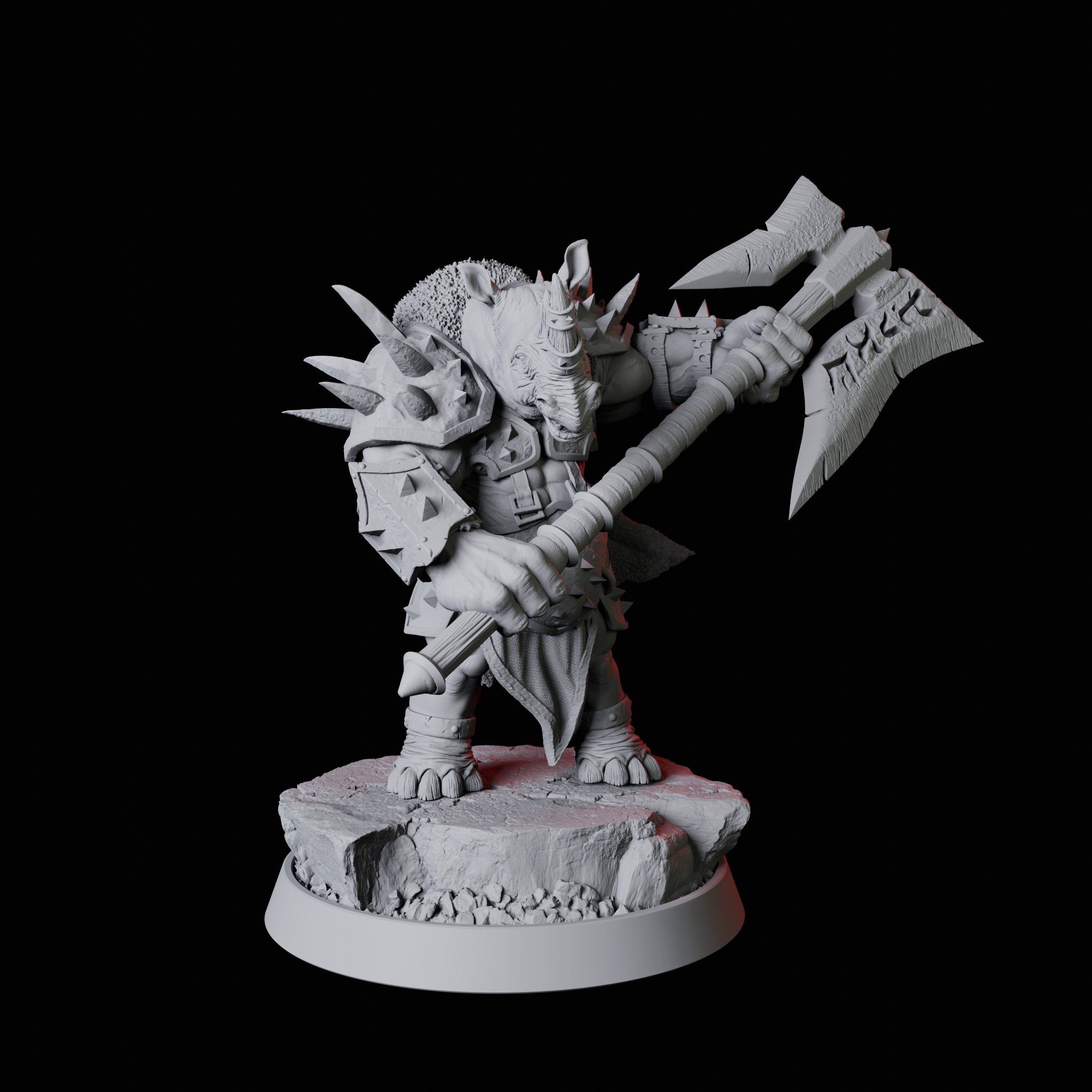 Rhino Folk Battleaxe Master Miniature for Dungeons and Dragons
