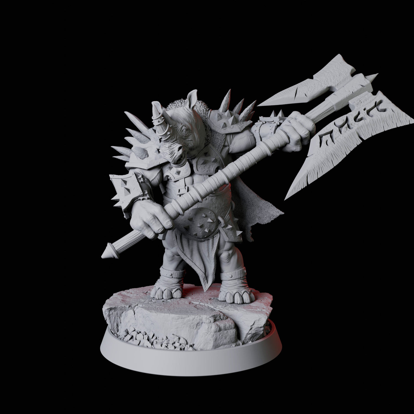 Rhino Folk Battleaxe Master Miniature for Dungeons and Dragons, Pathfinder or other TTRPGs