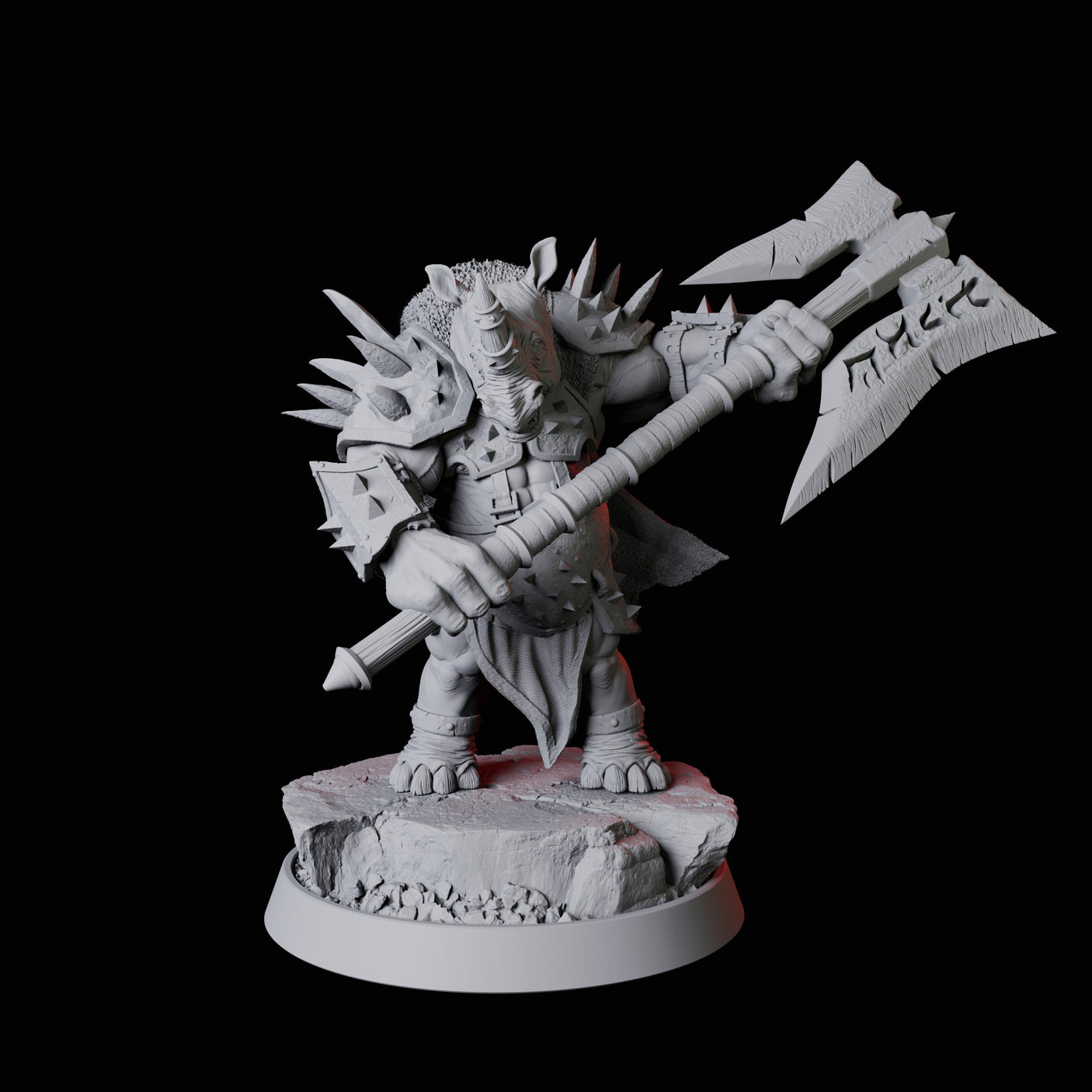 Rhino Folk Battleaxe Master Miniature for Dungeons and Dragons, Pathfinder or other TTRPGs