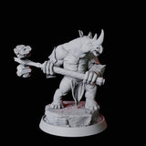 Rhino Folk Bruiser Miniature for Dungeons and Dragons, Pathfinder or other TTRPGs
