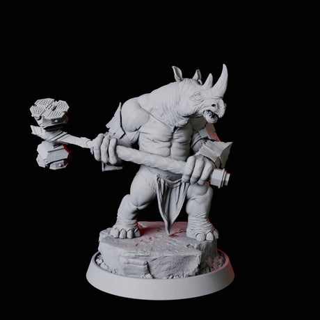 Rhino Folk Bruiser Miniature for Dungeons and Dragons, Pathfinder or other TTRPGs