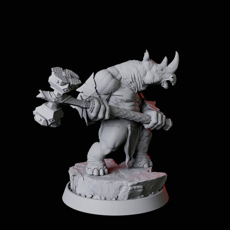 Rhino Folk Bruiser Miniature for Dungeons and Dragons, Pathfinder or other TTRPGs