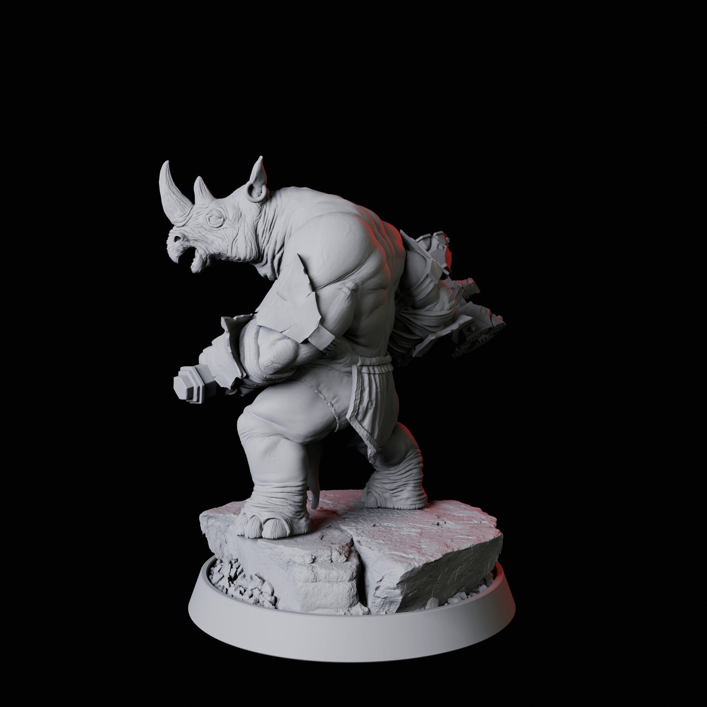 Rhino Folk Bruiser Miniature for Dungeons and Dragons, Pathfinder or other TTRPGs