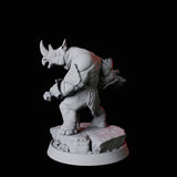 Rhino Folk Bruiser Miniature for Dungeons and Dragons, Pathfinder or other TTRPGs