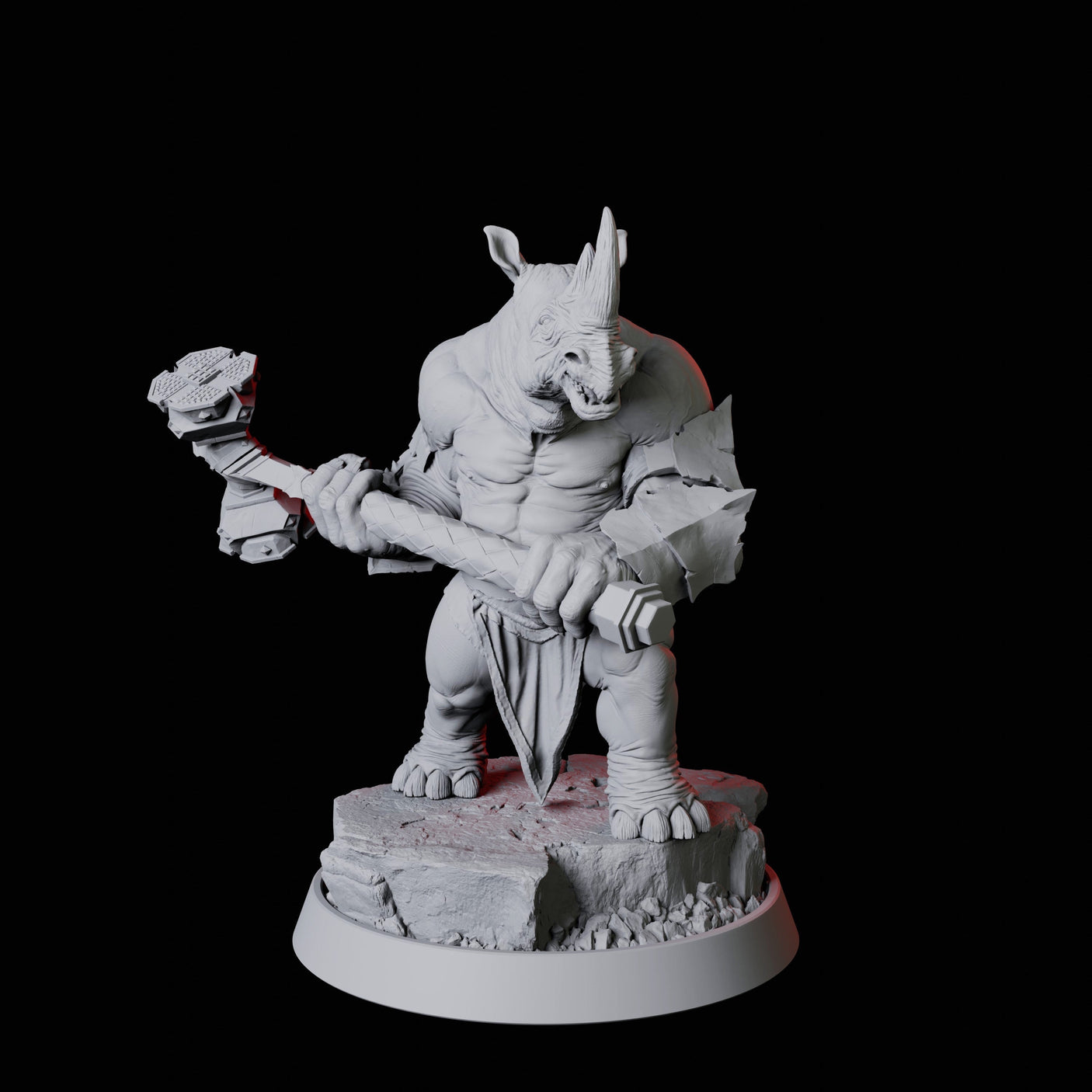 Rhino Folk Bruiser Miniature for Dungeons and Dragons, Pathfinder or other TTRPGs