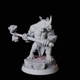 Rhino Folk Bruiser Miniature for Dungeons and Dragons, Pathfinder or other TTRPGs
