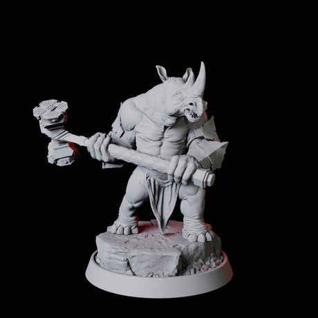 Rhino Folk Bruiser Miniature for Dungeons and Dragons, Pathfinder or other TTRPGs
