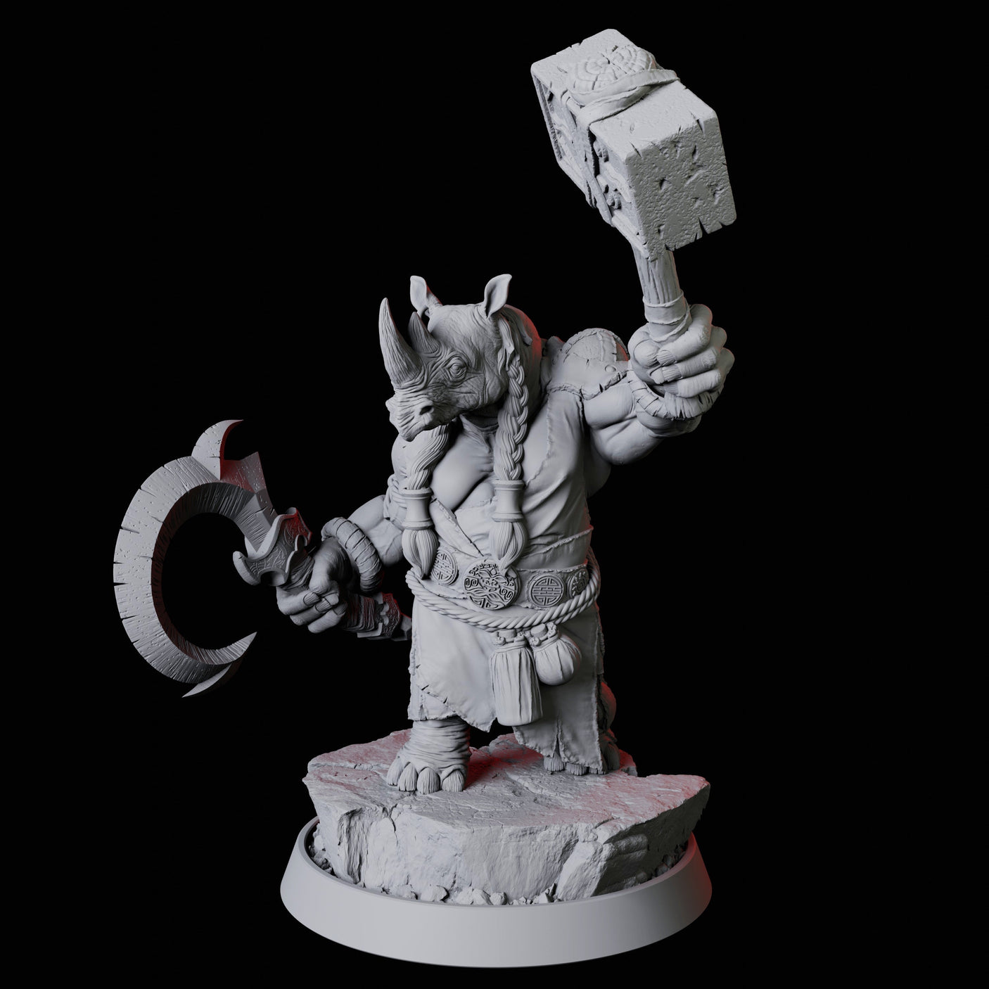 Rhino Folk Bundle Miniature for Dungeons and Dragons, Pathfinder or other TTRPGs