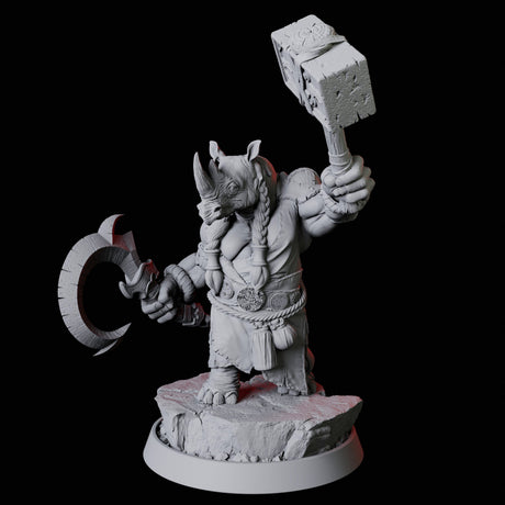 Rhino Folk Bundle Miniature for Dungeons and Dragons, Pathfinder or other TTRPGs
