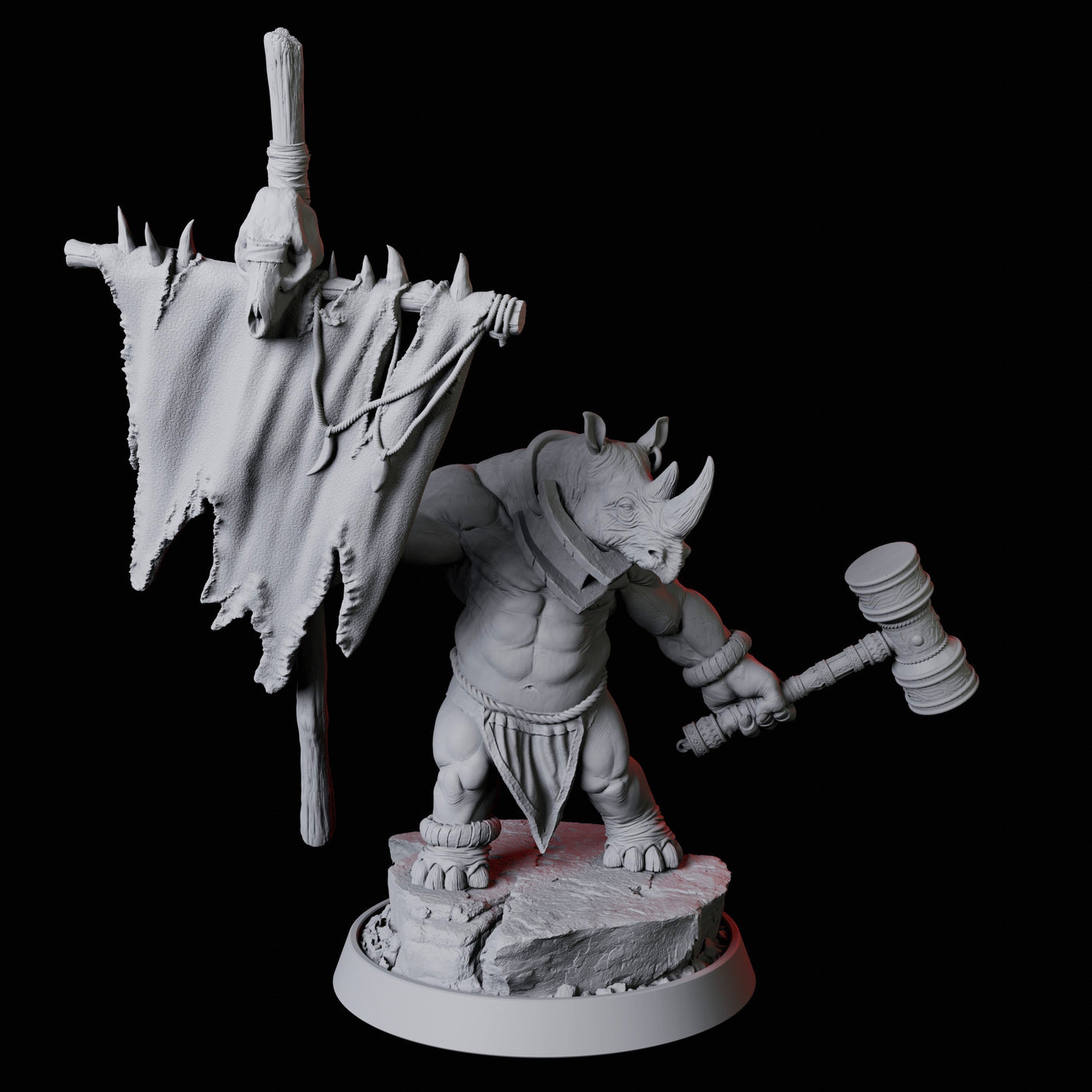 Rhino Folk Bundle Miniature for Dungeons and Dragons, Pathfinder or other TTRPGs