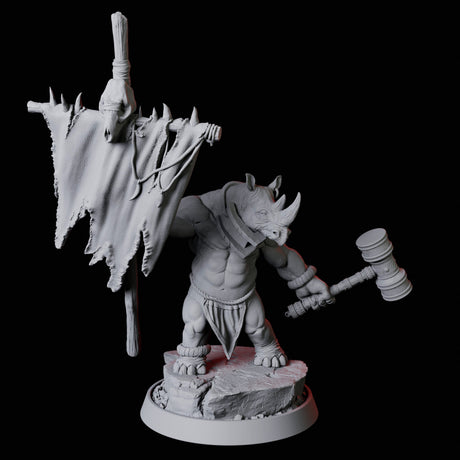 Rhino Folk Bundle Miniature for Dungeons and Dragons, Pathfinder or other TTRPGs
